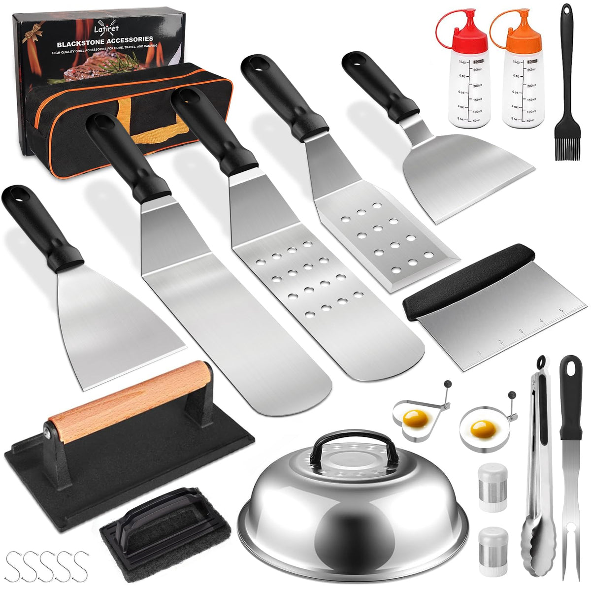 Latiret Griddle Accessories Kit, 24Pcs Grilling Accessories Set For Blackstone And Camp Chef, Flat Top Griddle Accessories Set W