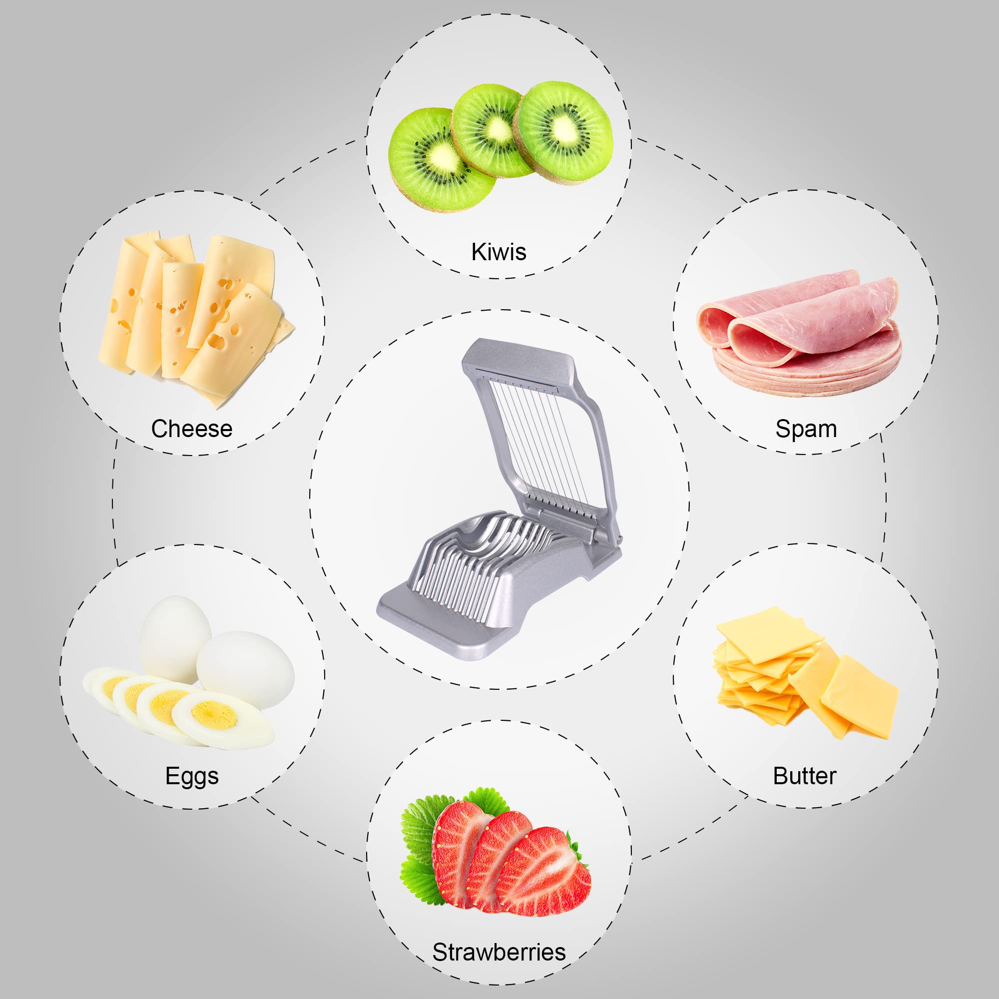 Egg Slicer For Hard Boiled Eggs Egg Cutter Strawberry Slicer Heavy Duty Aluminium Tomato Slicer Stainless Steel Wire Multipurpos