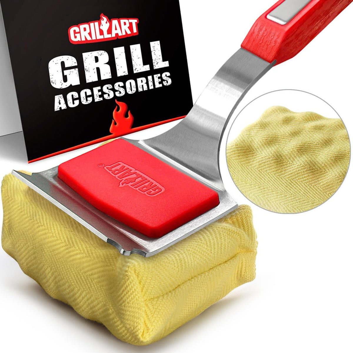 Grillart Grill Brush Bristle Free. Steamwizards Bbq Replaceable Cleaning Head, Unique Seamless-Fit Scraper Tool For Cast Iron/St