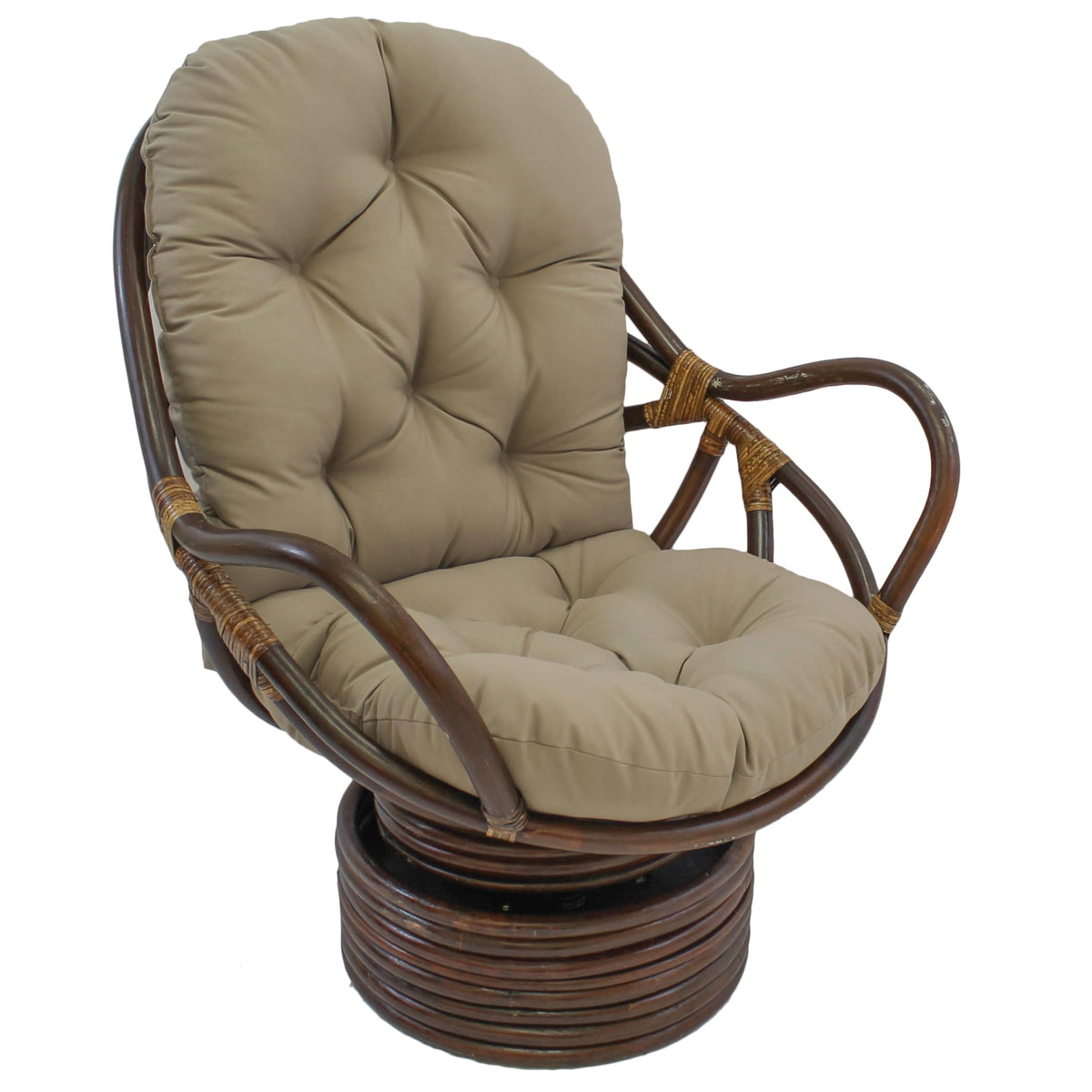 Blazing Needles Polyester Solid Twill Swivel Rocker Chair Cushion, 48 X 24, Toffee