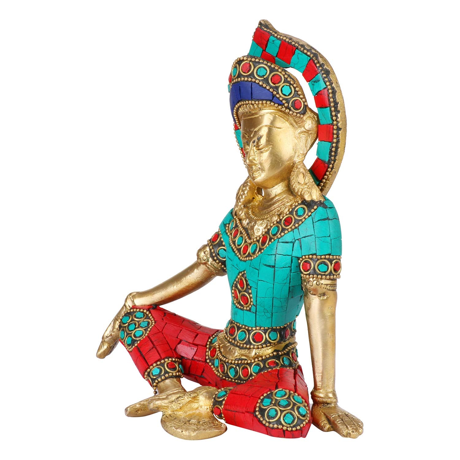 Kartique Brass Murti of Lord Indra Dev| Color Gemstone Handwork Inder Dev | Vastu Remedy | FengShui | Brass Statue of God Indra