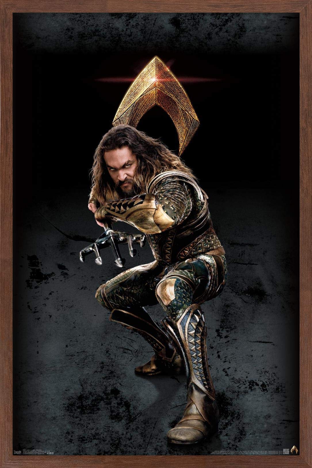Trends International Dc Comics Movie - Justice League - Aquaman Wall Poster, 14.725'' X 22.375'', Mahogany Framed Version