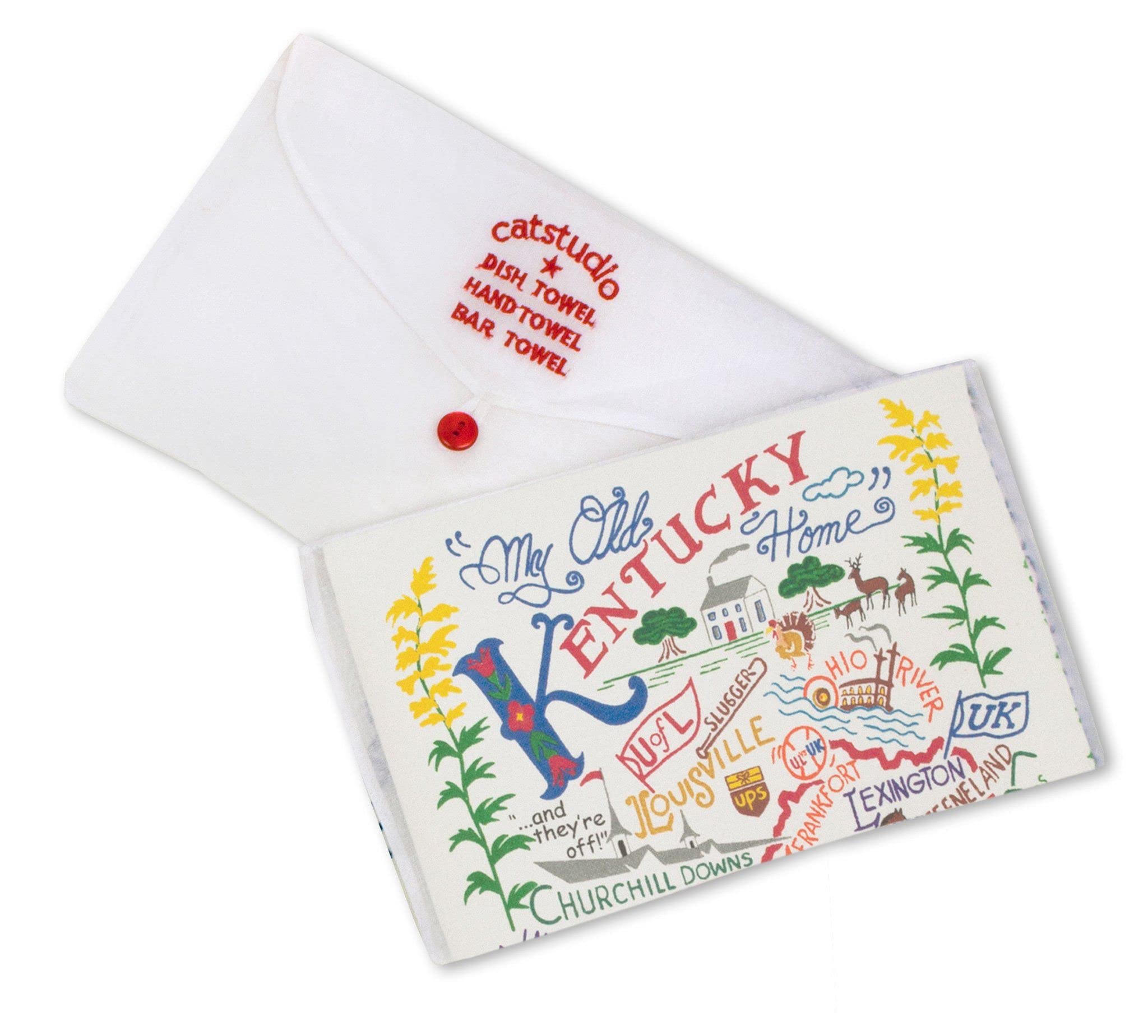 Catstudio Kentucky Dish Towel - U.S. State Souvenir Kitchen And Hand Towel With Original Artwork - Perfect Tea Towel For Kentuck