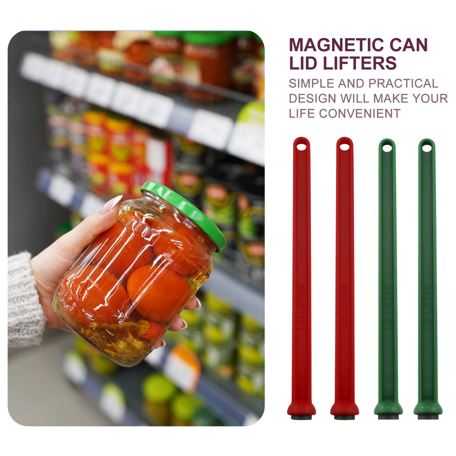 Magnetic Lid Lifter Zzlzx 4Pcs Red And Green Magnetic Canning Lid Lifter Removing Tool For Canning Lids, Jar Lid Lifter