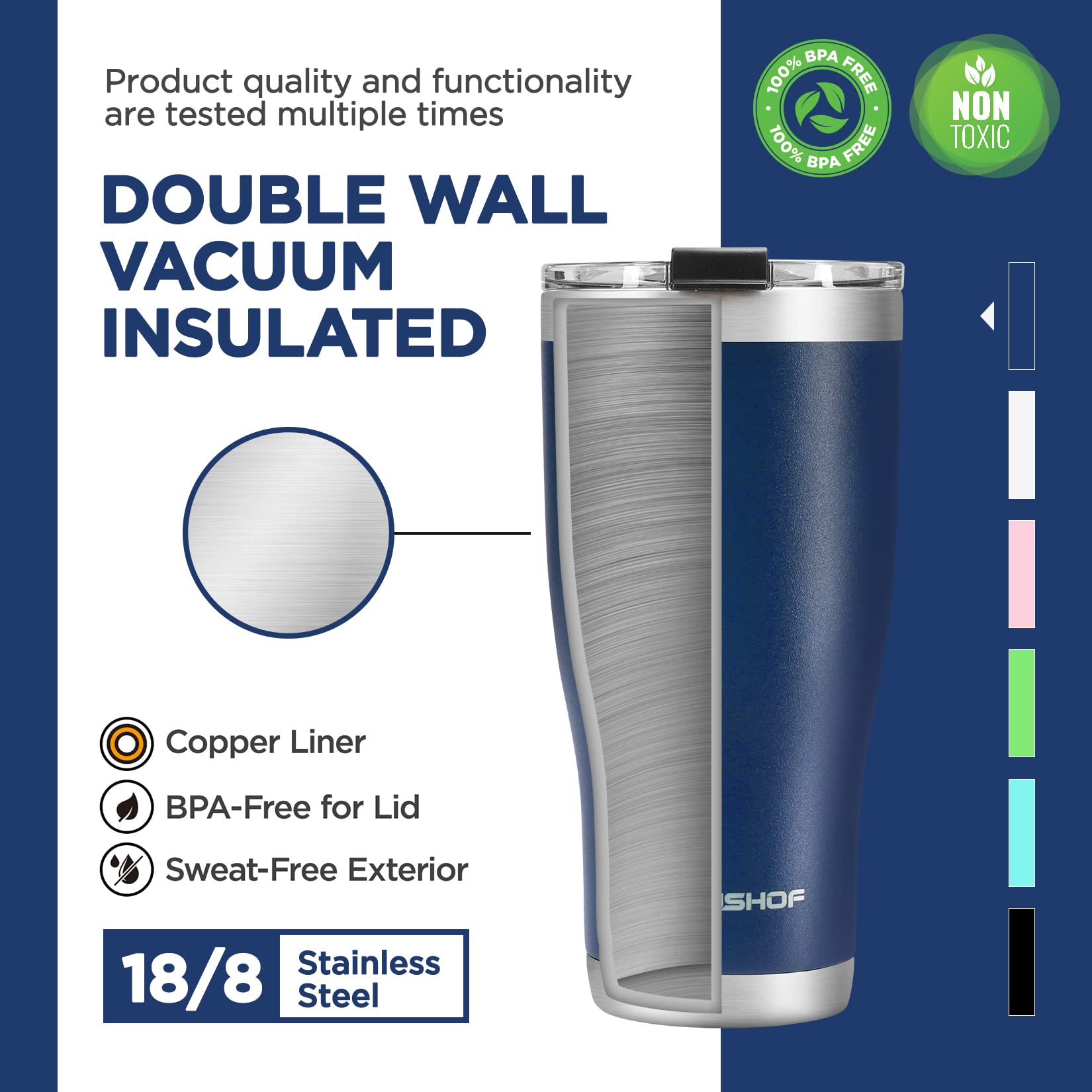 Haushof 20 Oz Tumbler, Stainless Steel Vacuum Insulated Coffee Tumbler Water Cup, Double Wall Travel Mug With Lid, Perfect For H
