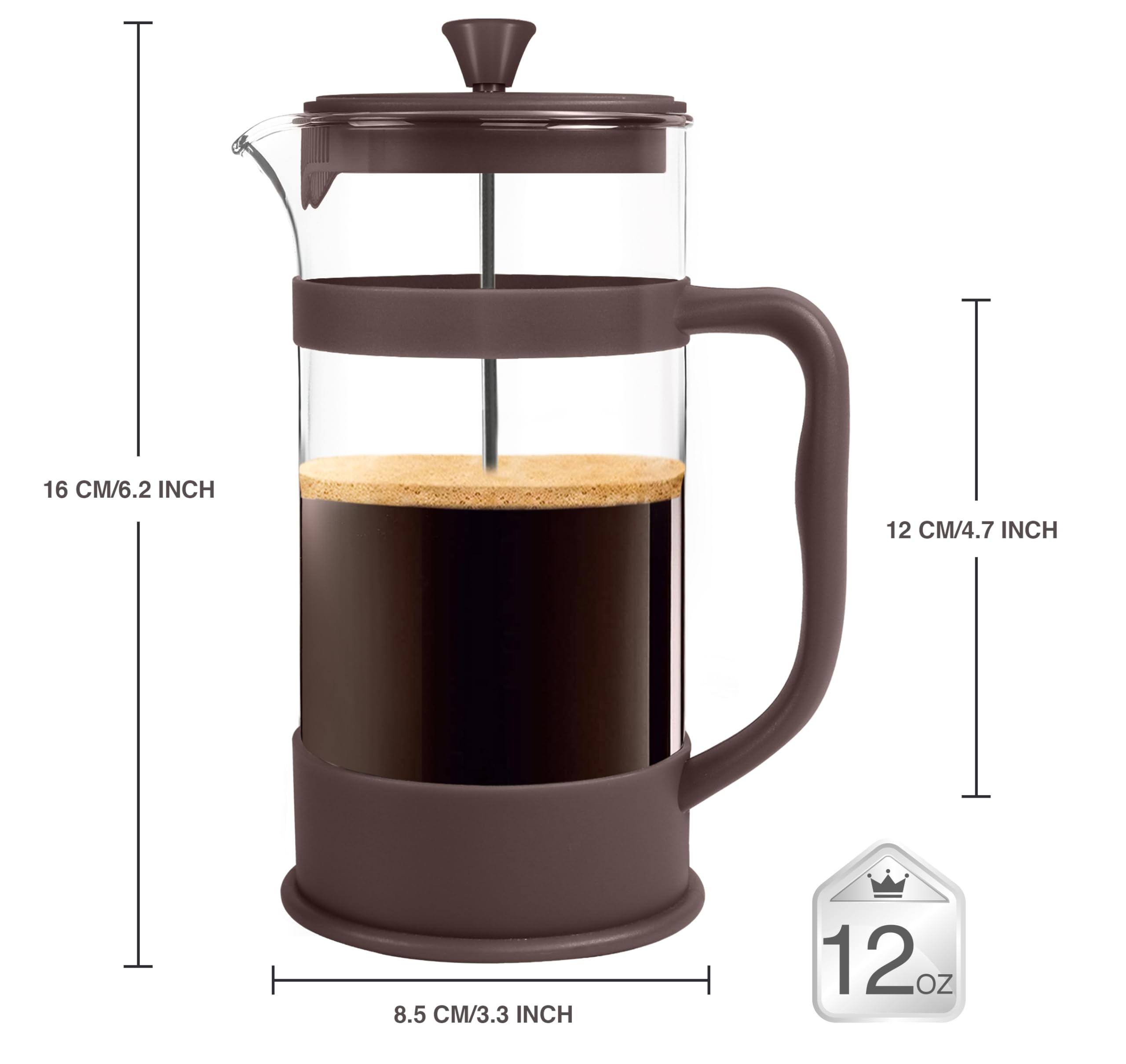 Utopia Kitchen 12 Ounce 0.35 Liter French Press Coffee Maker, Tea Maker, Travel Coffee Presses, Heat Resistant Thickened Borosil