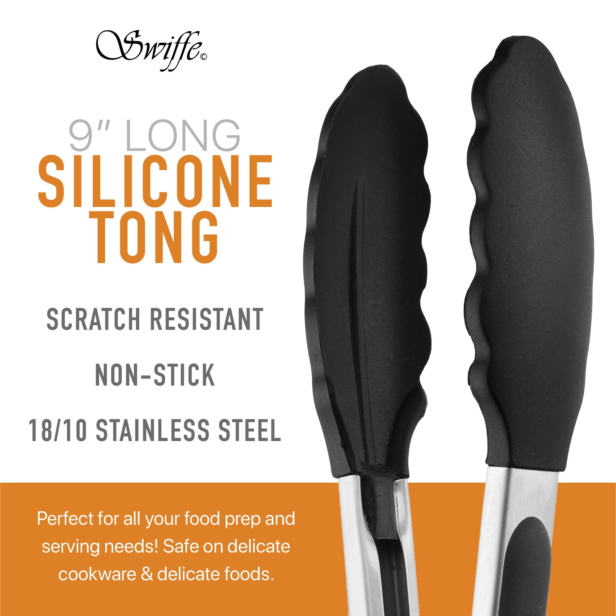 Stainless Steel Kitchen Tongs Set Of 2 - Premium Multipurpose 9    With Bpa Free Heat Resistant Silicone Tips And 12    With Met