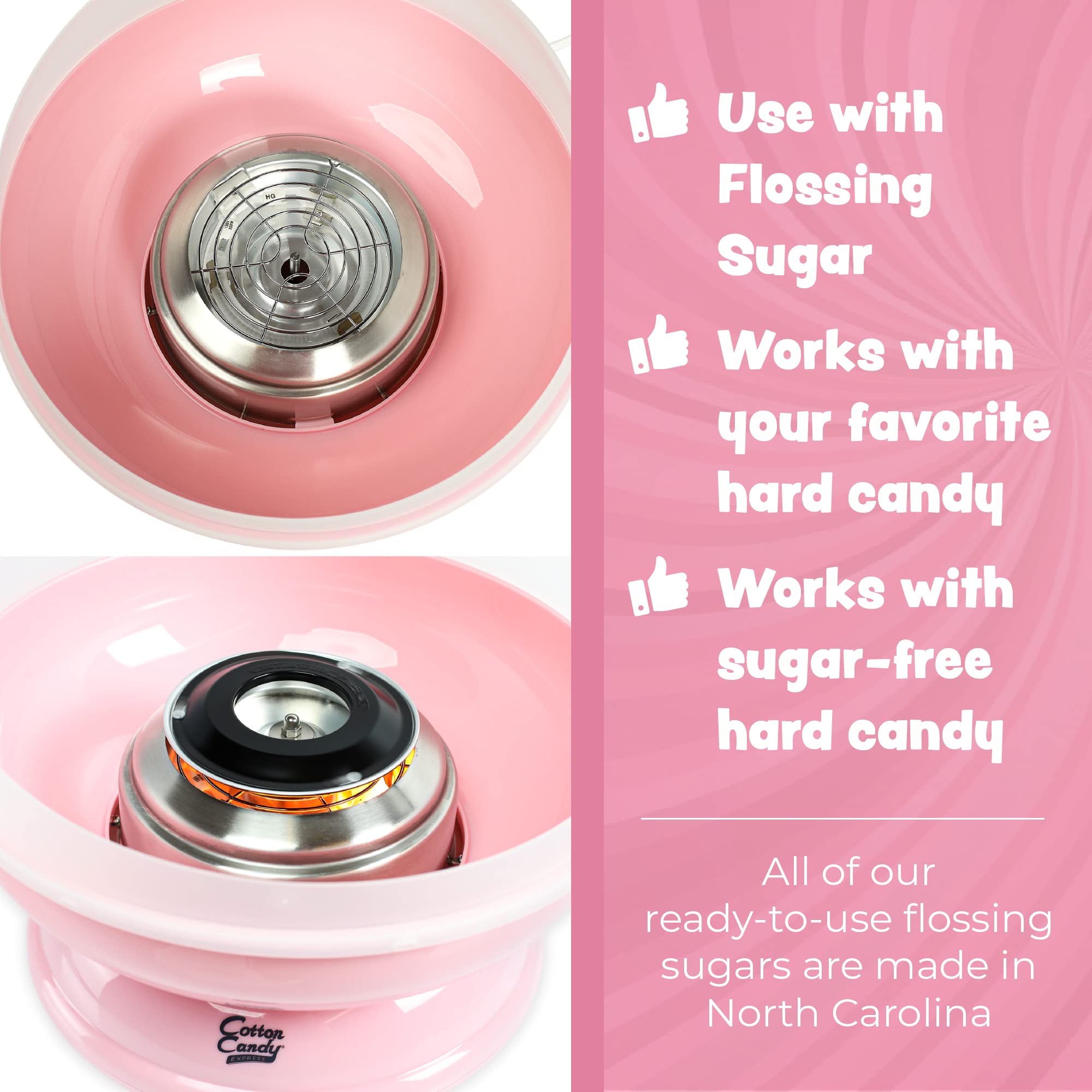 Cotton Candy Express Floss Sugar Variety Pack With 5 - 11Oz Plastic Jars Of Grape, Orange, Pink Vanilla, Blue Raspberry, Cherry