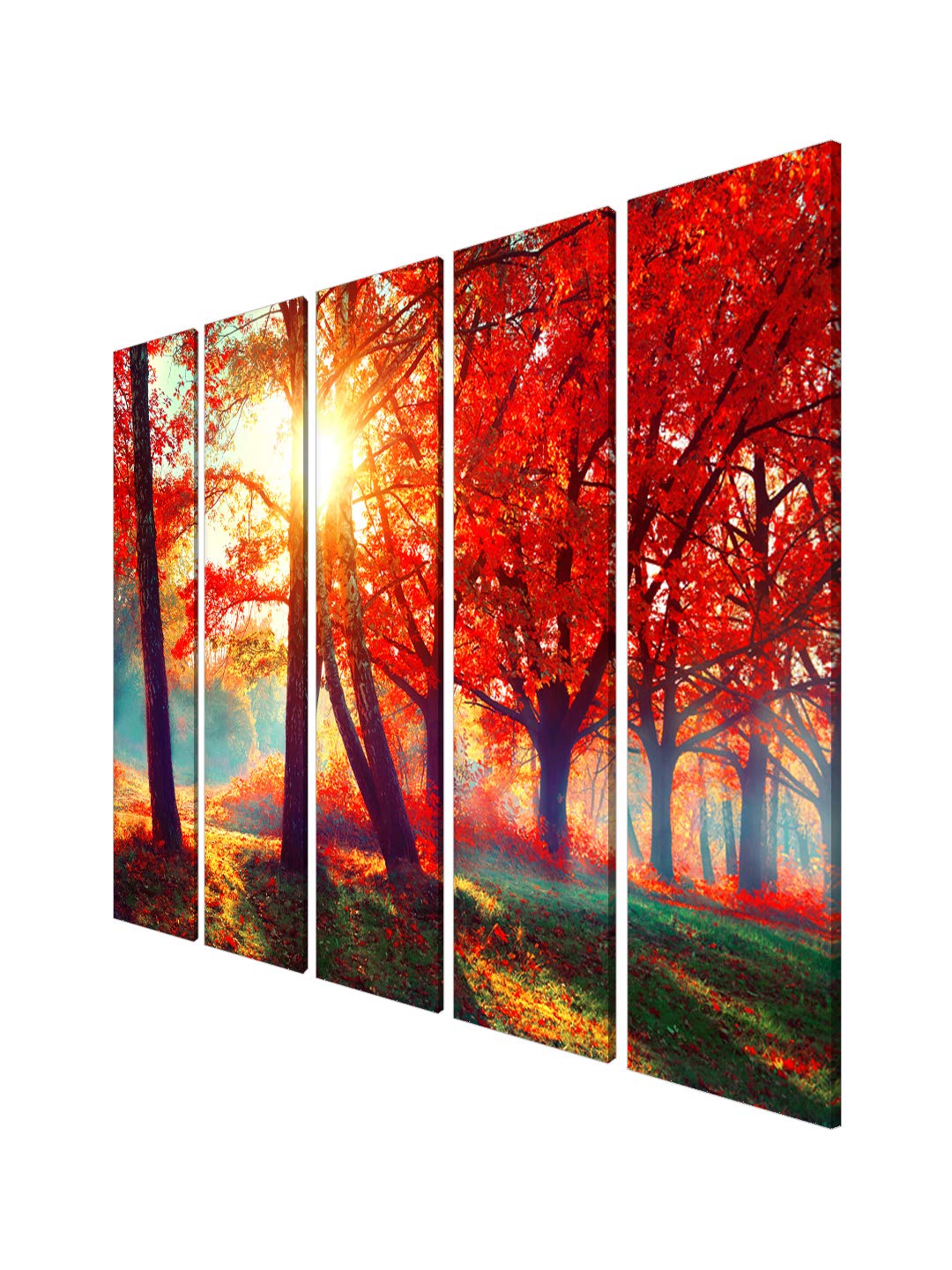 999STORE house decorating things painting for living room with frame Red leaves tree forest wall art panels hanging tree paintin