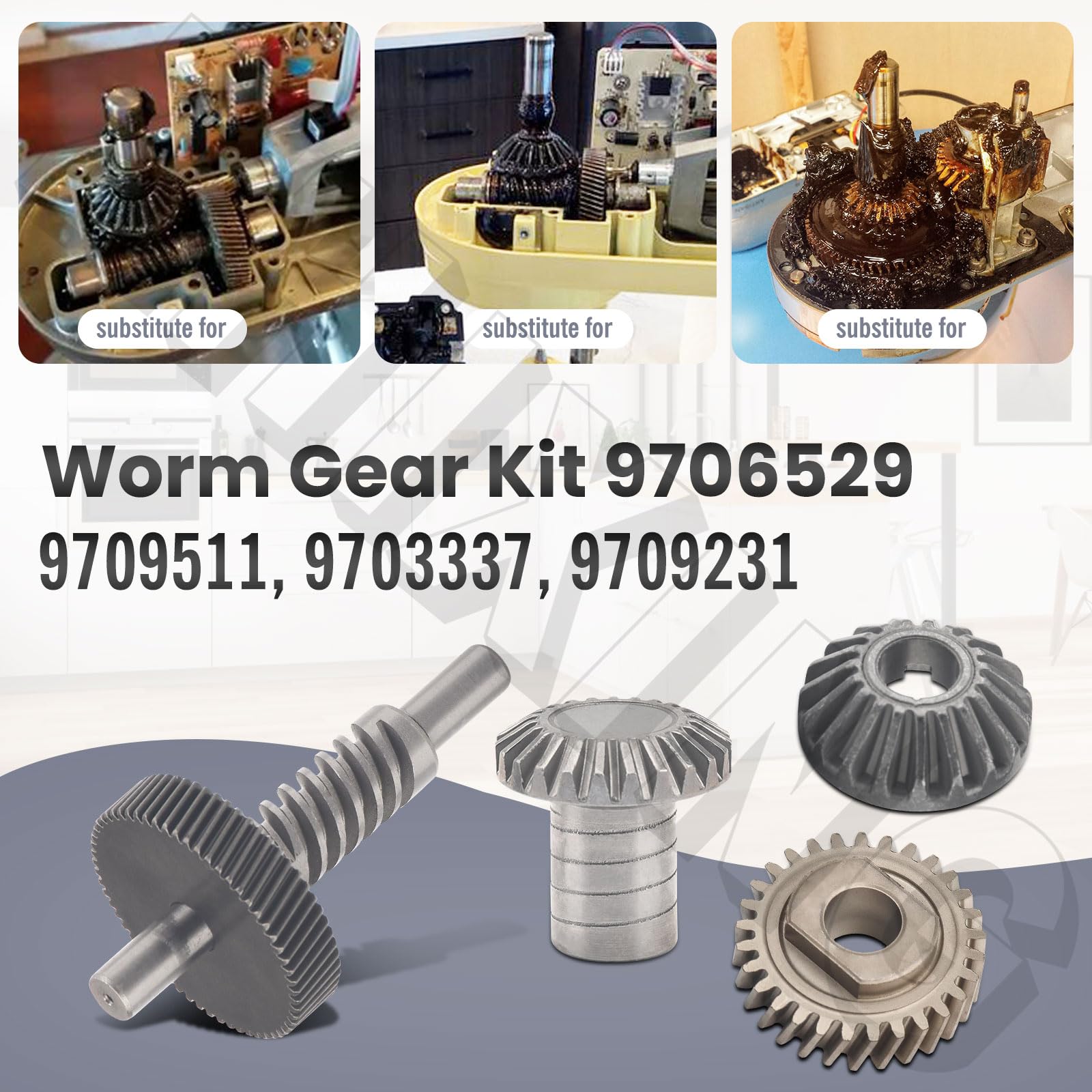 Worm Gear Kit 9706529, 9709511, 9703337, 9709231 Compatible With Whirlpool/Kitchenaid 5Qt & 6Qt Stand Mixer With Worm Gear, Food