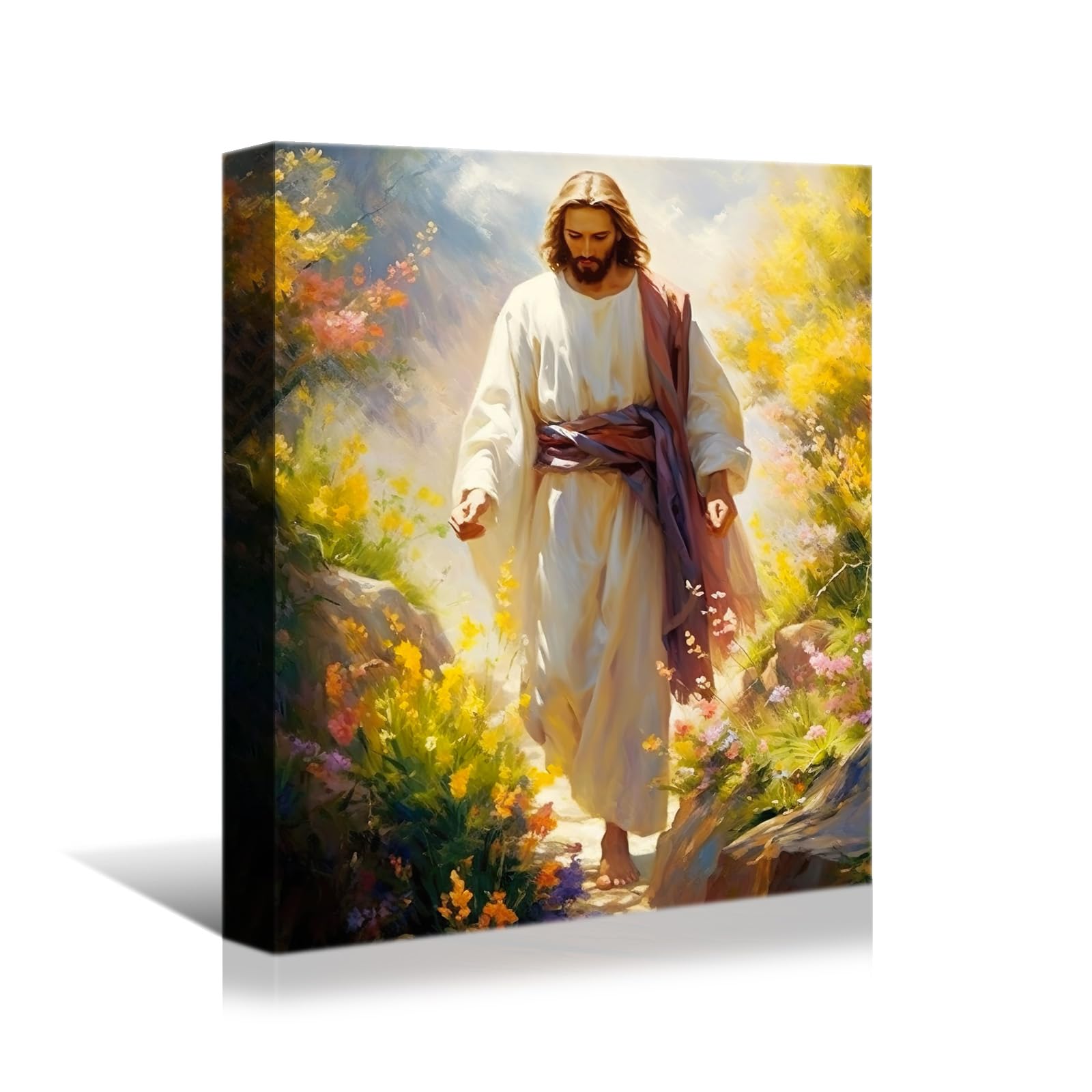 Yonica Jesus Wall Art Painting Picture, Framed Christian God Canvas Print Poster Decor For Living Room, 24''X36'' (Jesus03)