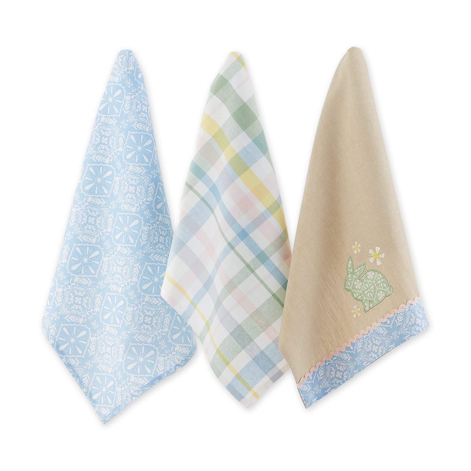 ASST GARDEN BUNNY DISHTOWEL SET/3