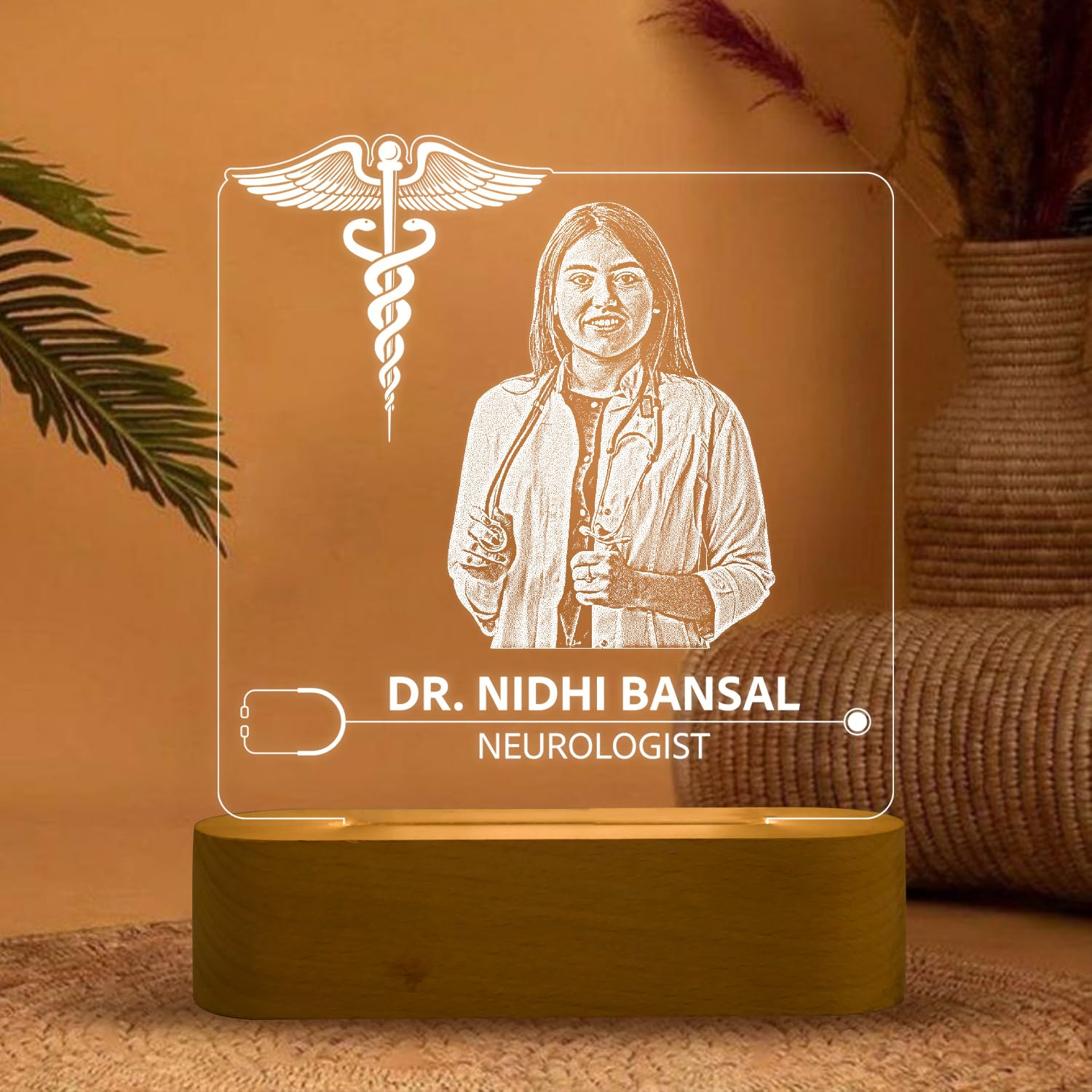 Giftmebazar Personalized Doctor Lamp With Photo Night Lamp | Warm White Light | Birthday Gift For Doctor | Thankyou Gift For Doc