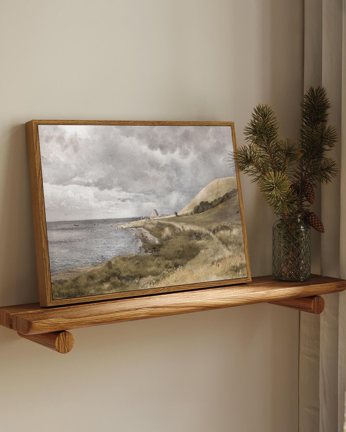 Insimsea Framed Canvas Wall Art Vintage Decor, Coastal Wall Art Danish Coast Nature Scenic Art For Bedroom, Wall Paintings, Farm