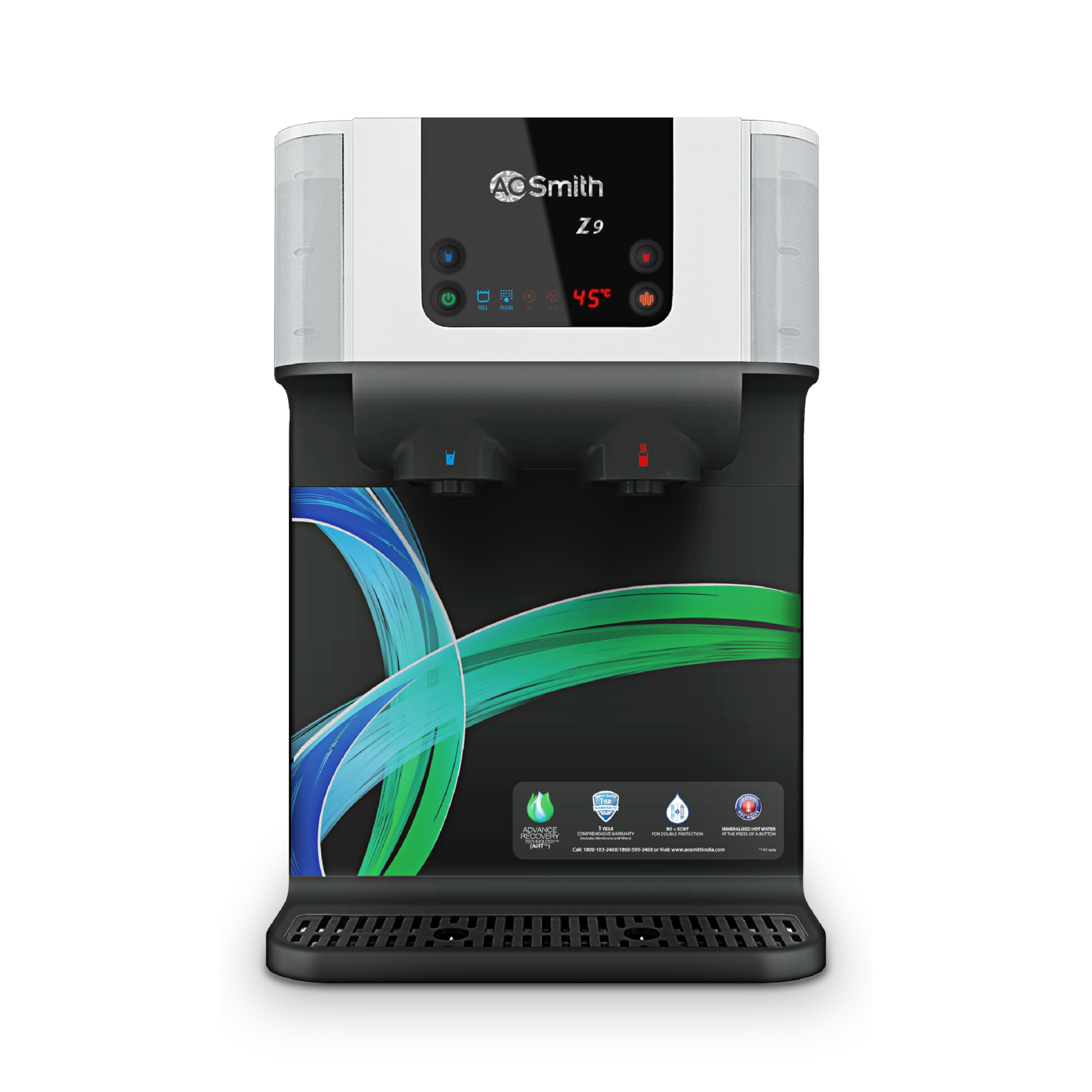 Ao Smith Z9 Instant Hot+Ambient Water Purifier For Home With Min-Tech | 10L Storage | 8-Stage Purification |100% Ro + Scmt (Silv