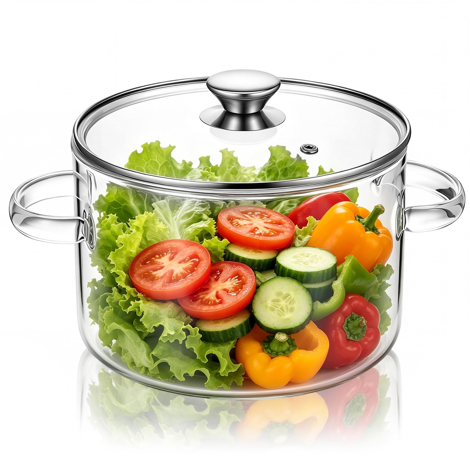 Sawysine 4.2QT/4L Large Glass Simmer Pot with Lid and Handle