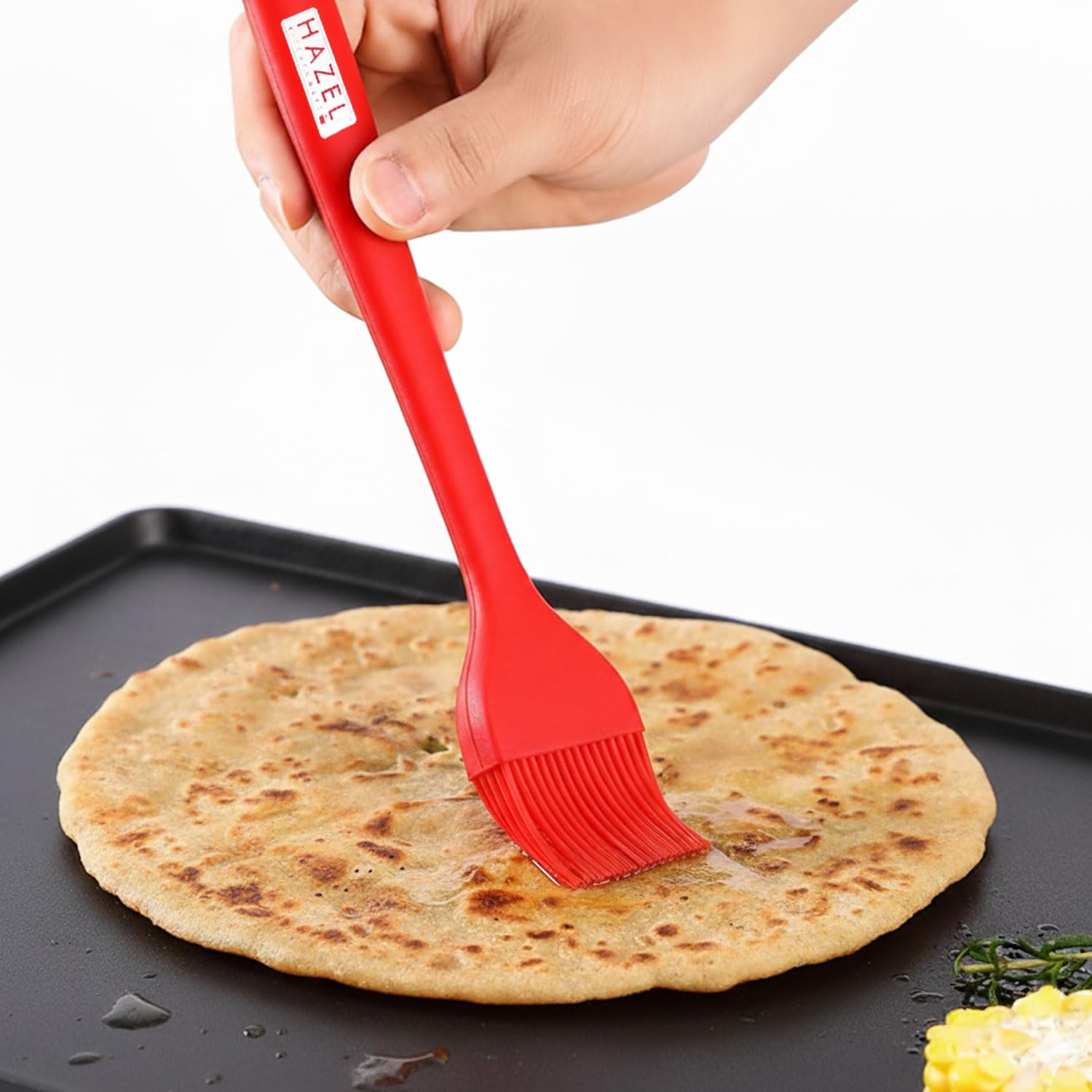 Hazel Silicone Brush 8 (Red)| Heat Resistant Oil & Butter Brush For Baking, Bbq, And Cooking | NonStick, Flexible & Easy To Cl