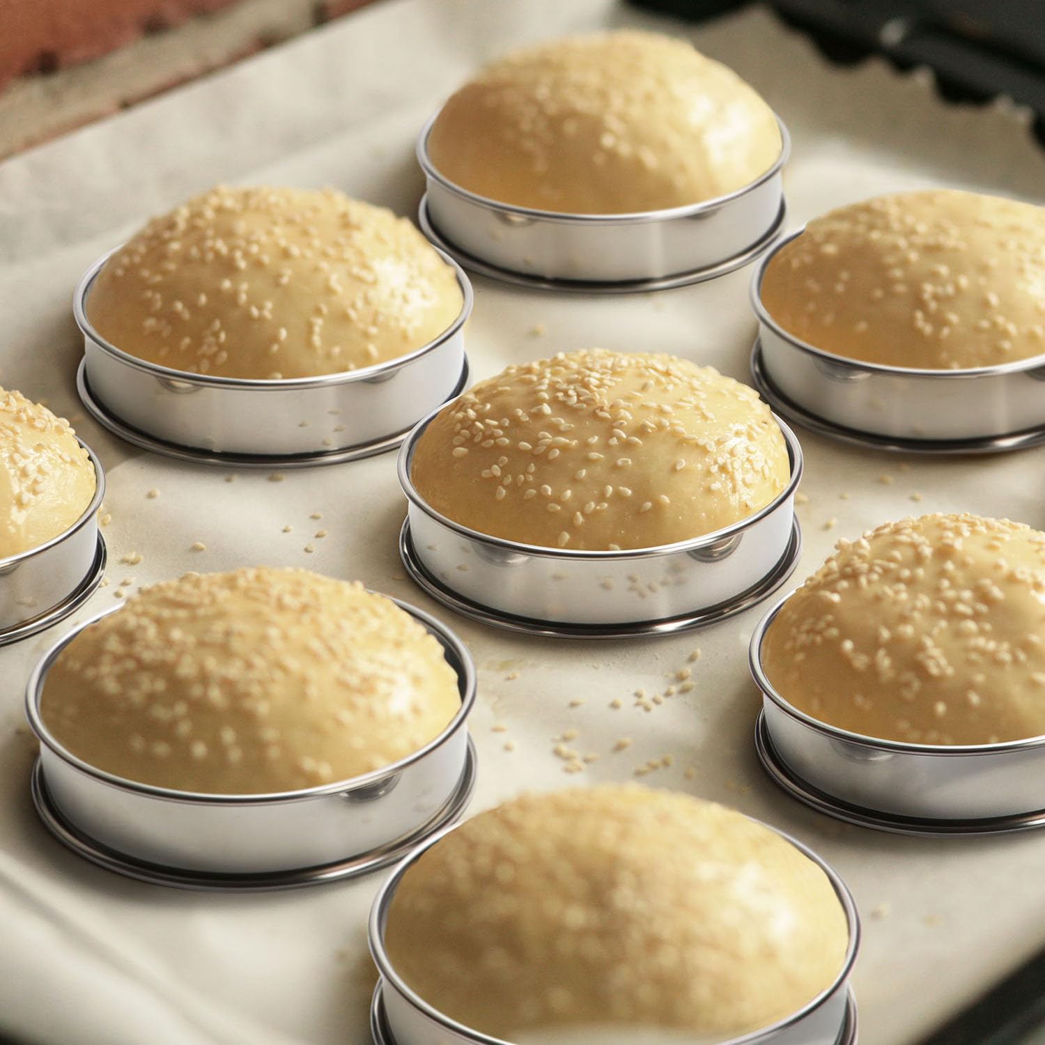 Fangsun Crumpet Rings, English Muffin Rings 4 Inch,Stainless Steel Tart Rings For Baking,Double Rolled Nonstick Round Cake Ring,