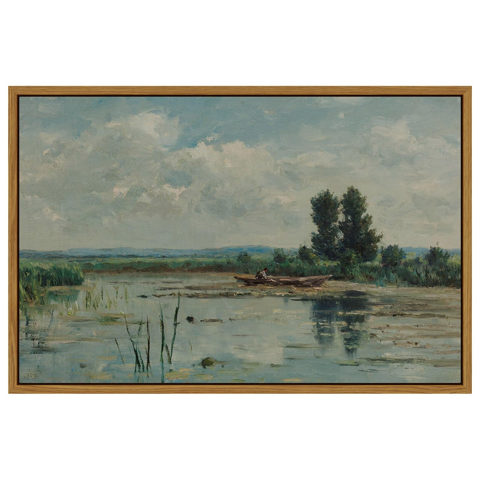 Arpeotcy Vintage Landscape Large Framed Wall Art, Rustic River Nature Scenery Paintings Art Decor Aesthetic, Canvas Art, Retro W