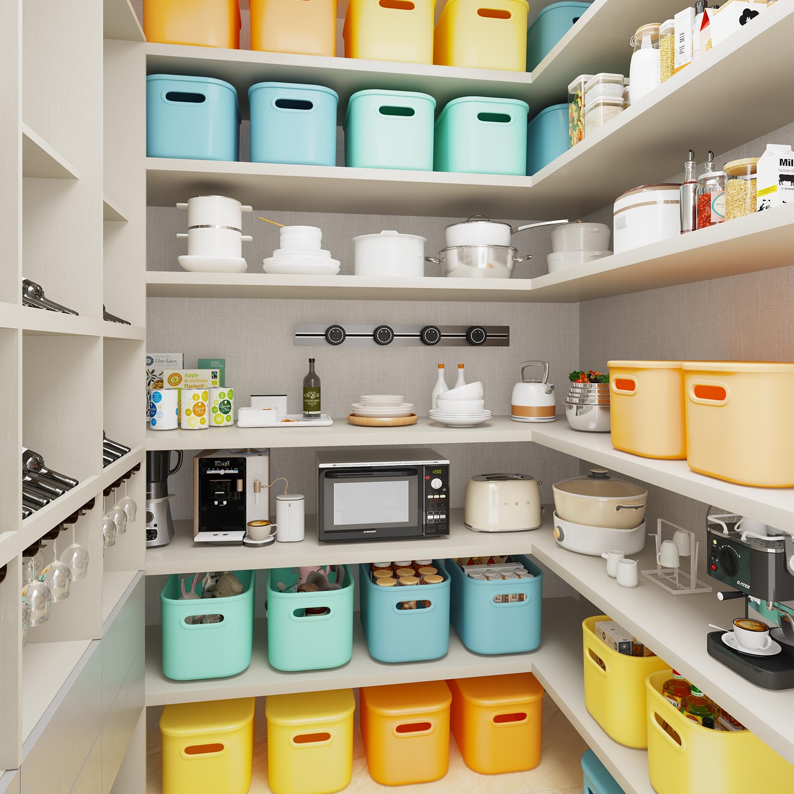 8 Pack Colorful Storage Bins With Lids For Shelves, Classroom Storage Bins, Stackable Colored Bins, Teacher Bins, Plastic Storag