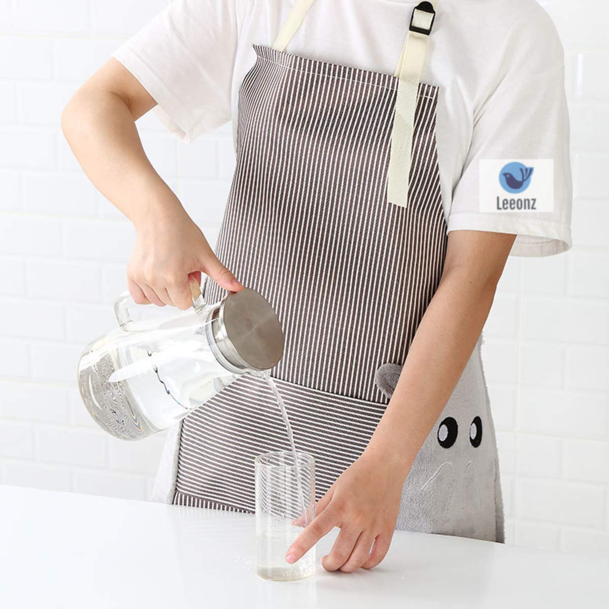 Leeonz Cooking Apron | Adjustable Waterproof Chef Apron With Pocket And 2 Side Coral Velvet Towels For Hands Wiping Quilt For Ho