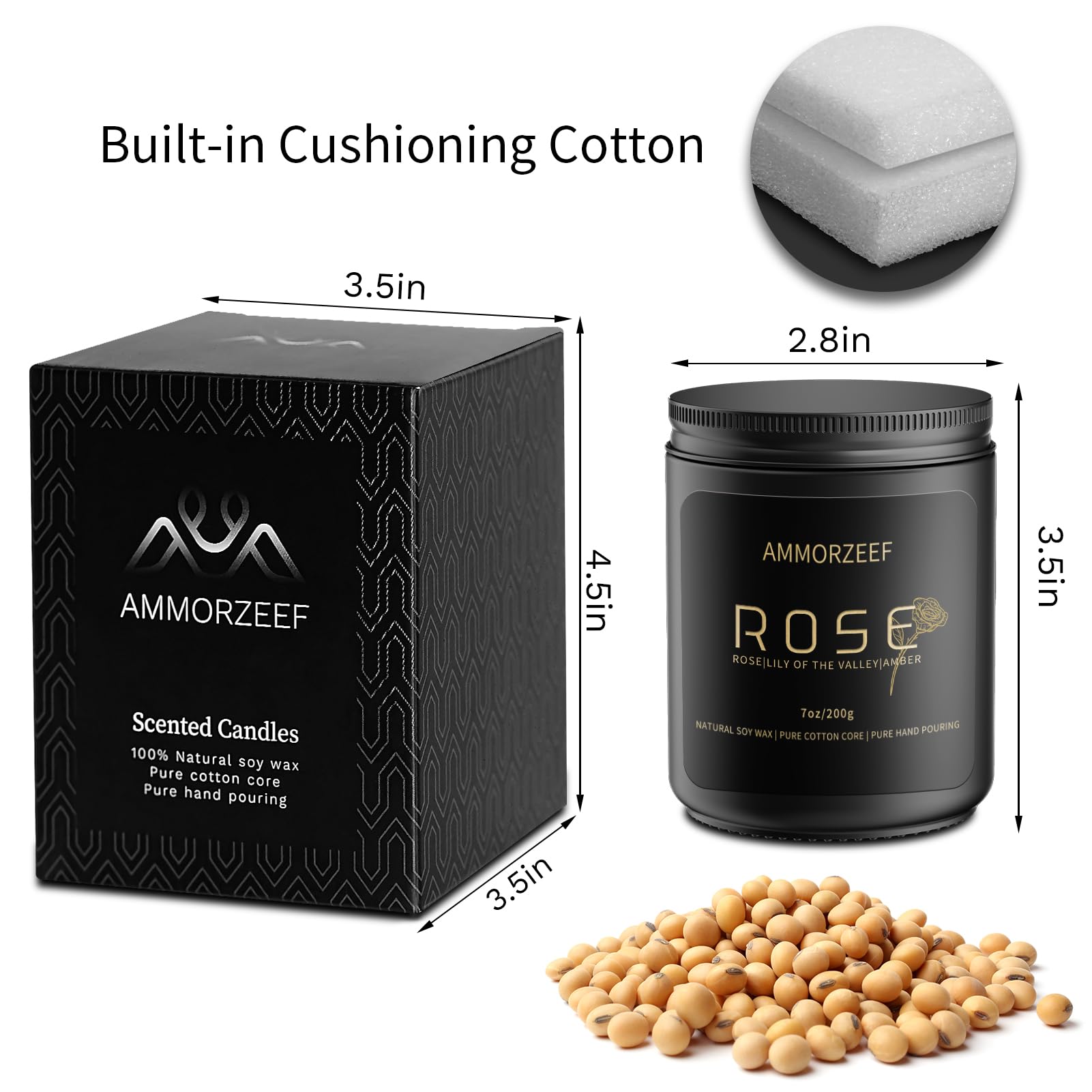 AMMORZEEF Rose Scented Candles for Men Women;Gifts for Couples|Soy Candles for Home|Birthday Candle Gifts for Men and Women|Vale