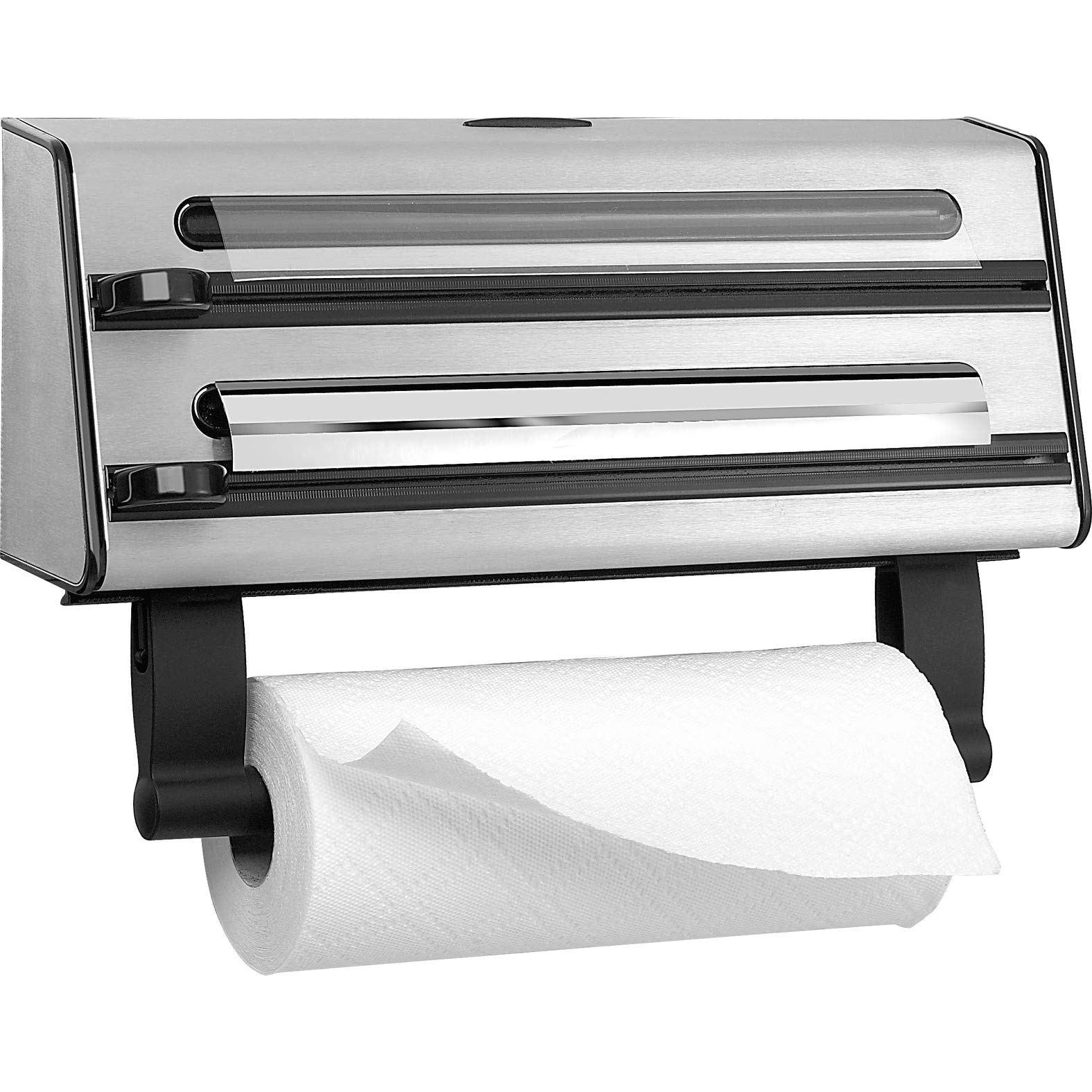 Emsa Triple Roll Dispenser ''Contura'' Of Stainless Steel, Silver/Black
