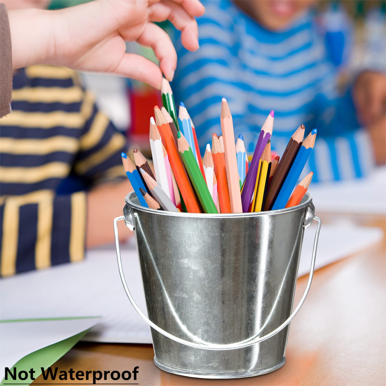 Takma Galvanized Tin Metal Buckets With Handle - 6 Pack 4.3 Inch Iron Pail, Easter Bucket,Pencil Holder And Flower Pots,Craft Su