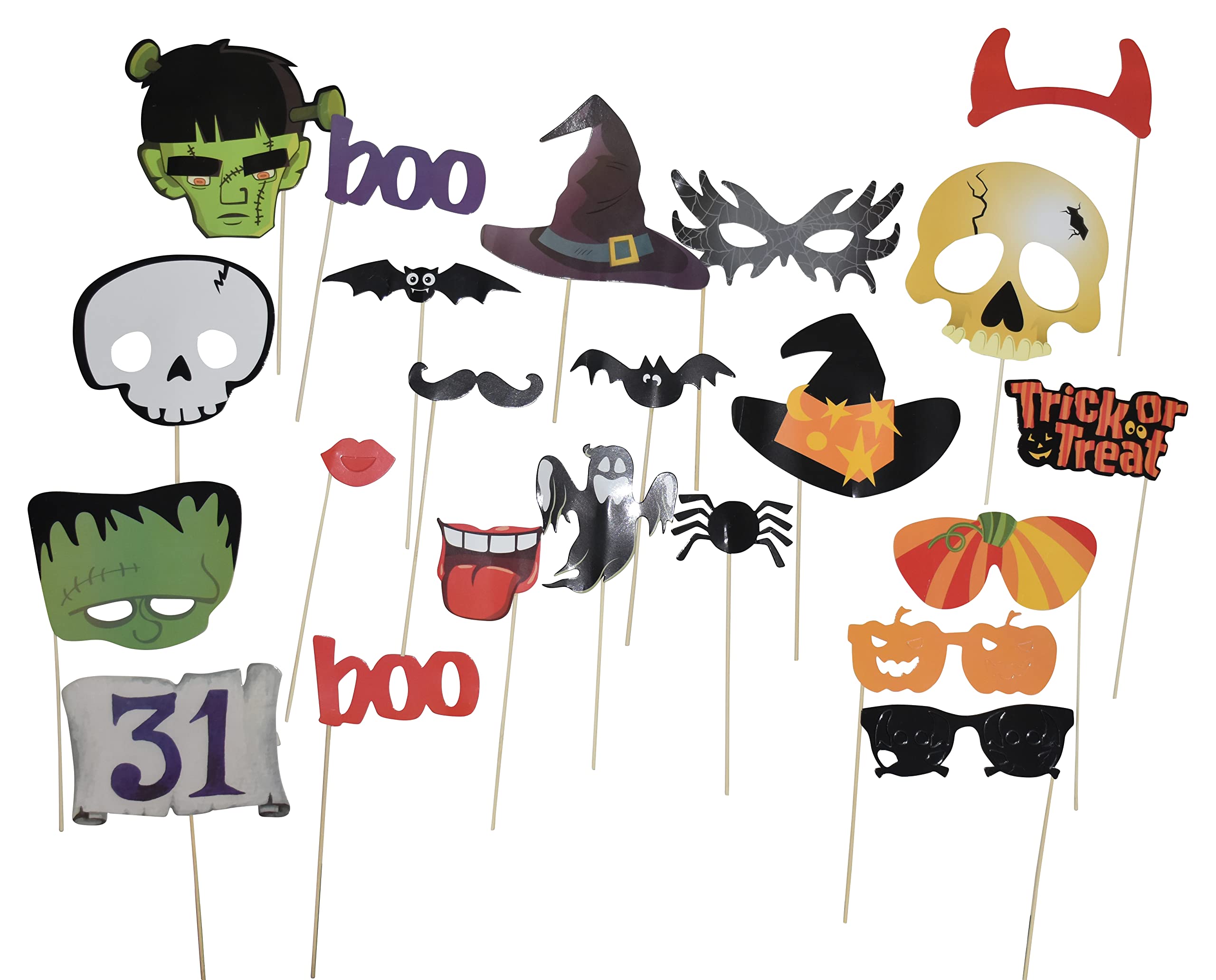 Jagmag Spider and Ghost Trick or Treat Spooky Halloween Decorative Photo Props, Halloween Party Prop Photo Booth Props DIY Kit f