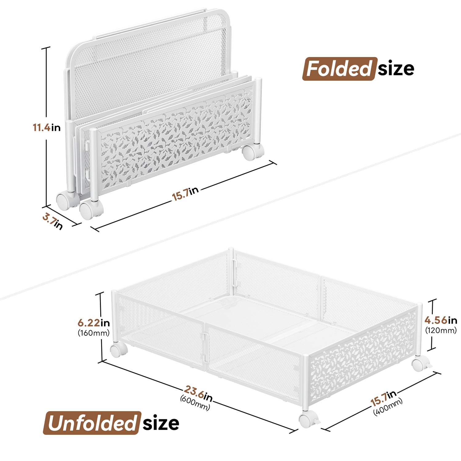PHINOX Under Bed Storage, Under the Bed Storage Containers with Wheels, Under Bed Shoe Storage Organizer Drawer for Bedroom Clot