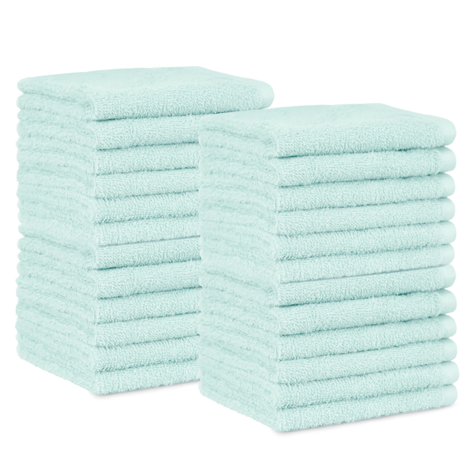 Amazon Basics Fast Drying  Extra Absorbent  Terry cotton Washcloth  12 x 12 Inch  Ice Blue - Pack of 24