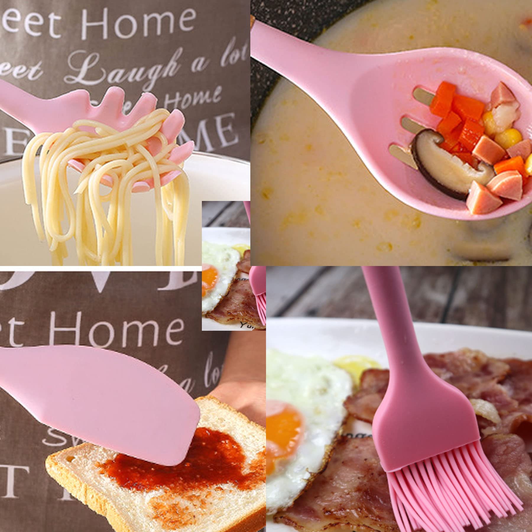 Silicone Kitchen Utensils Set, Heat Resistant, Nonstick Cookware (Black)