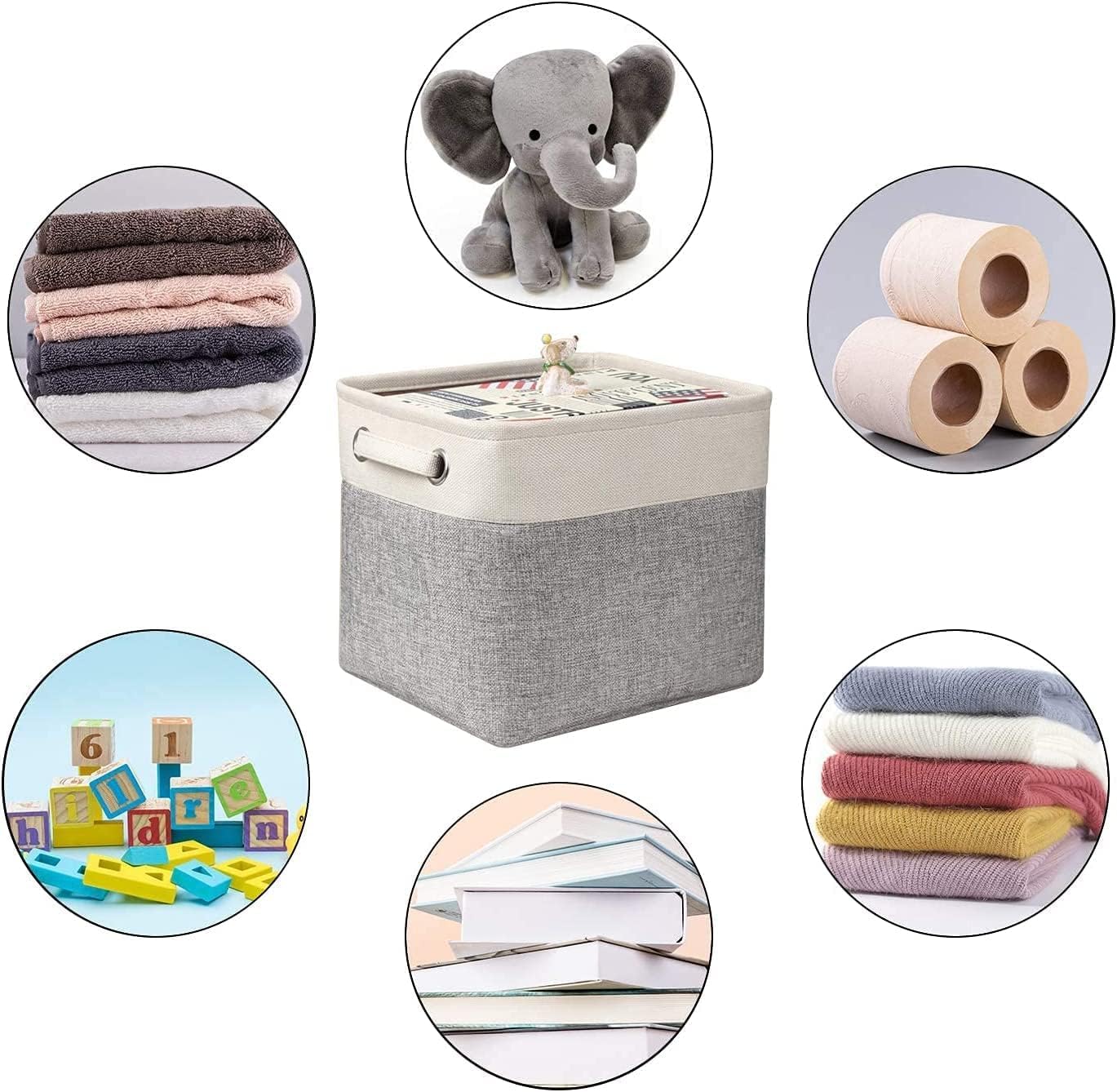 Kntiwiwo Foldable Storage Bin Collapsible Basket Cube Storage Organizer Bins With Dual Carry Handles For Home Closet Nursery Dra