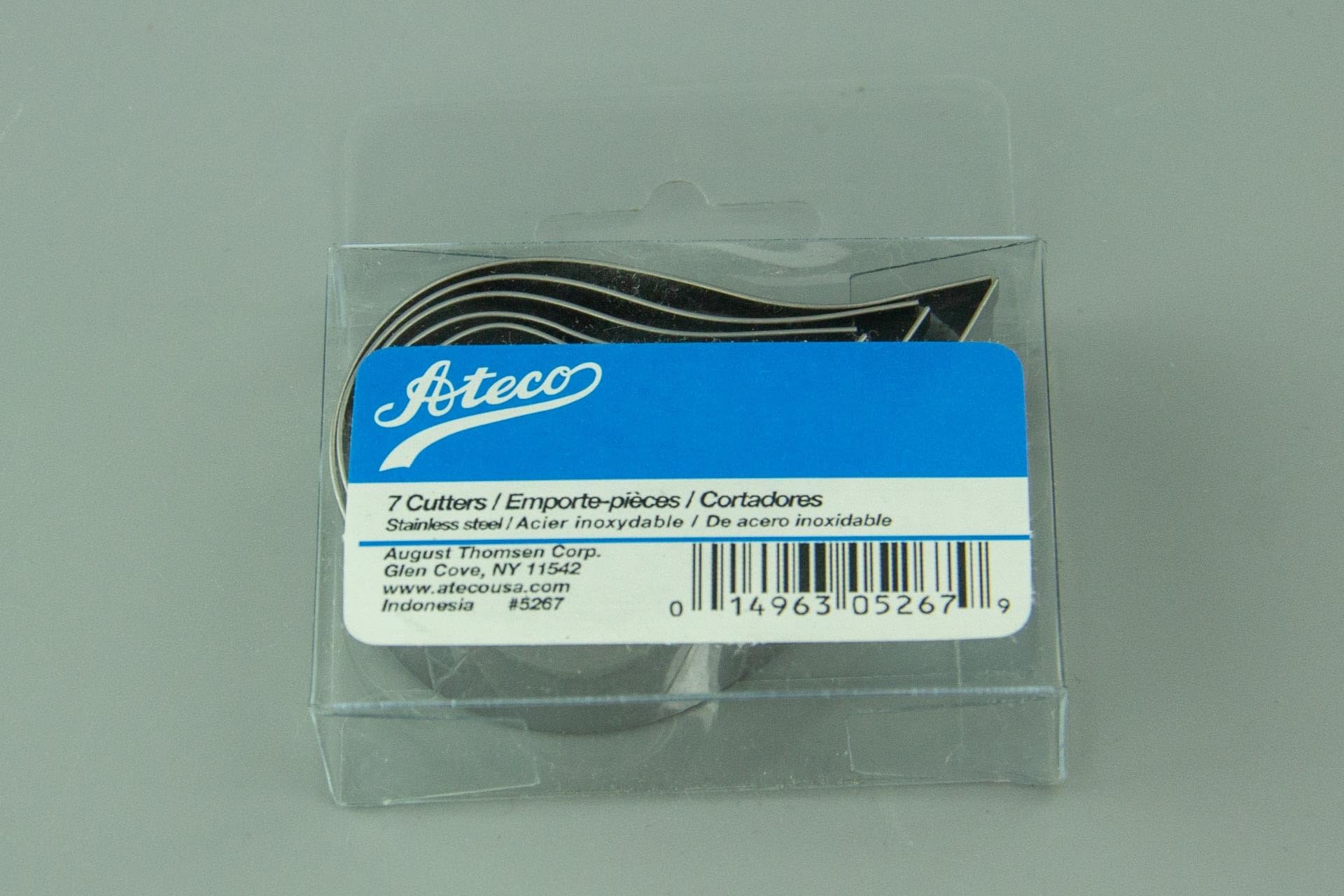 Ateco Plain Edge Comma Cutters In Graduated Sizes, Stainless Steel, 7 Pc Set, Silver