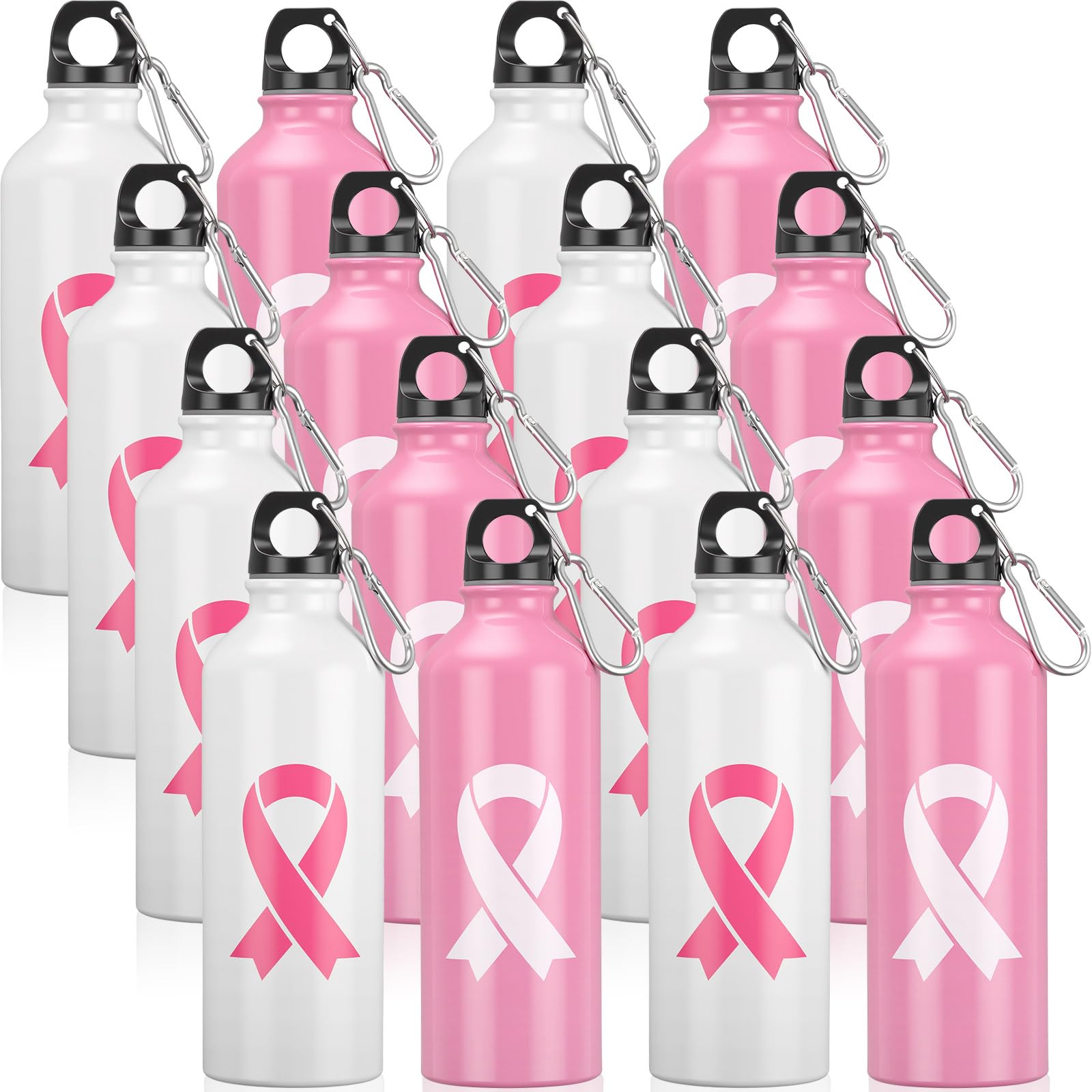 Honeydak 16 Pcs Breast Cancer Awareness Water Bottle, 17oz Leak Proof
