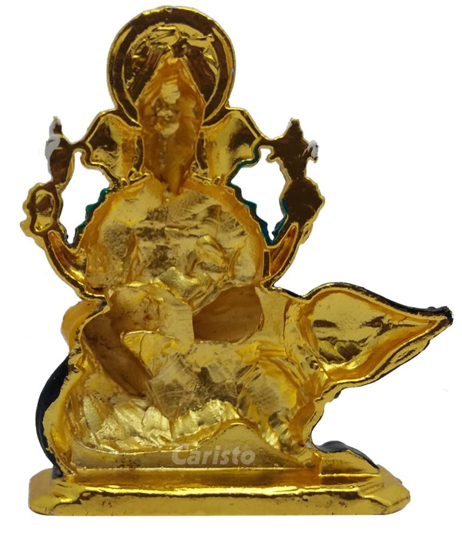 Caristo Lord Ganesh Idol | Ganesha Sitting On Mouse | Ganpati Vinayaka Idol (Id-128) Color Metal Statue For Car Dashboard | Home