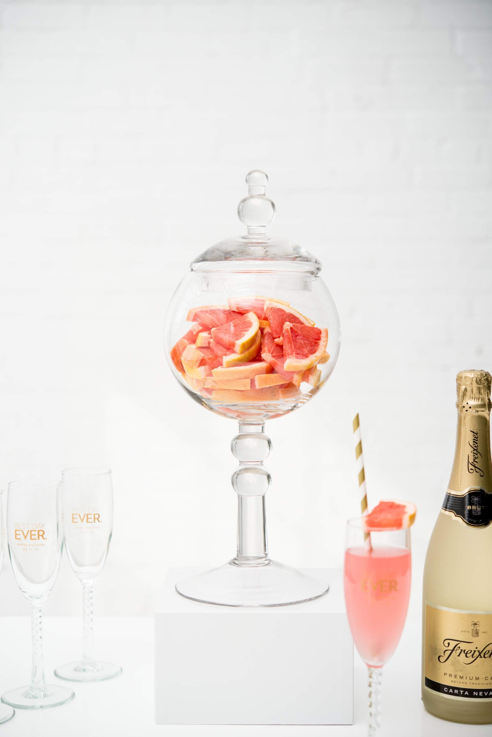 Weddingstar Large Glass Apothecary Candy Jar - Footed Globe Bowl With Lid