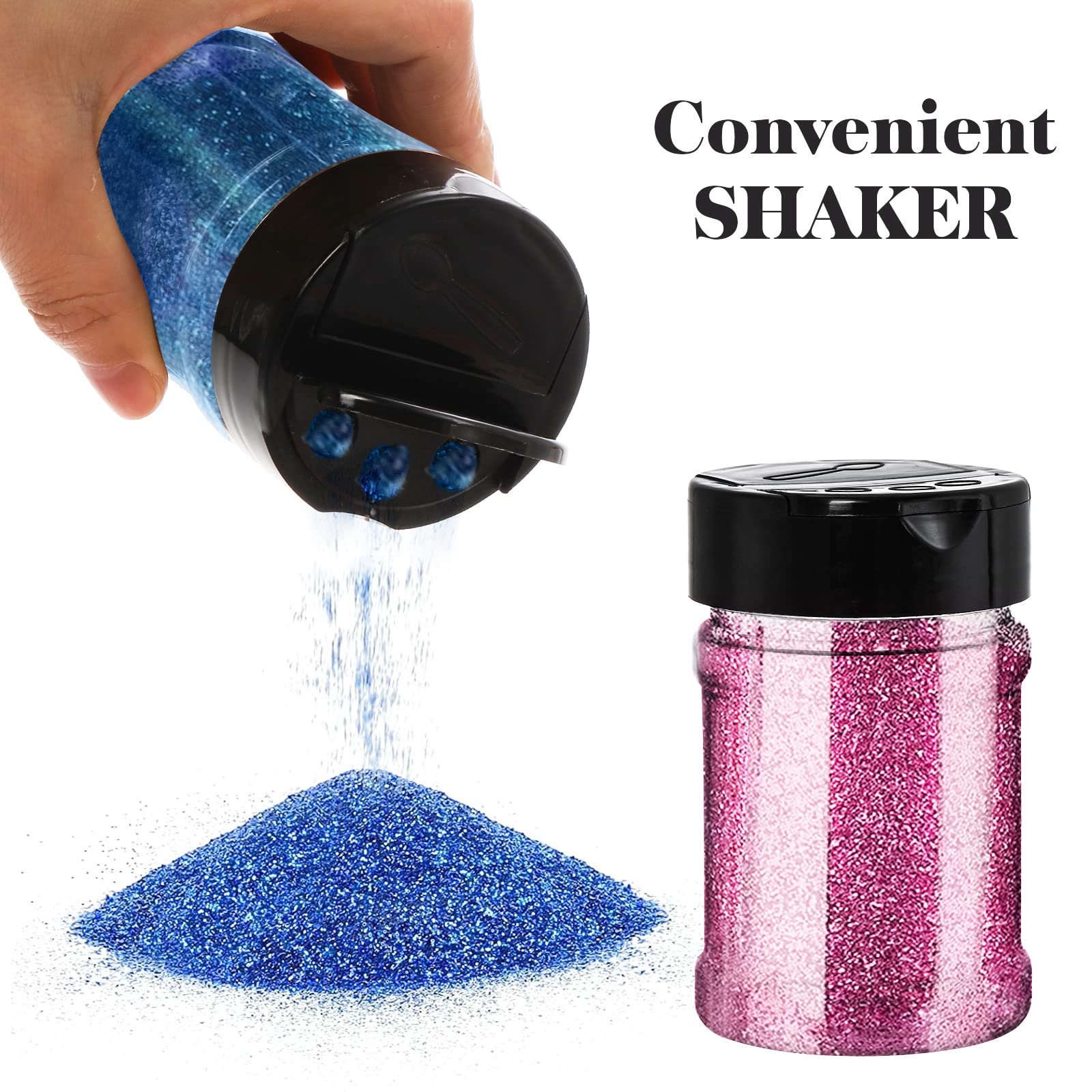 Yesland 20 Pack Plastic Spice Jars Bottles, 5 Oz Pet Spice Containers Bpa Free With Black Cap, Empty Seasoning Jars Glitter Stor