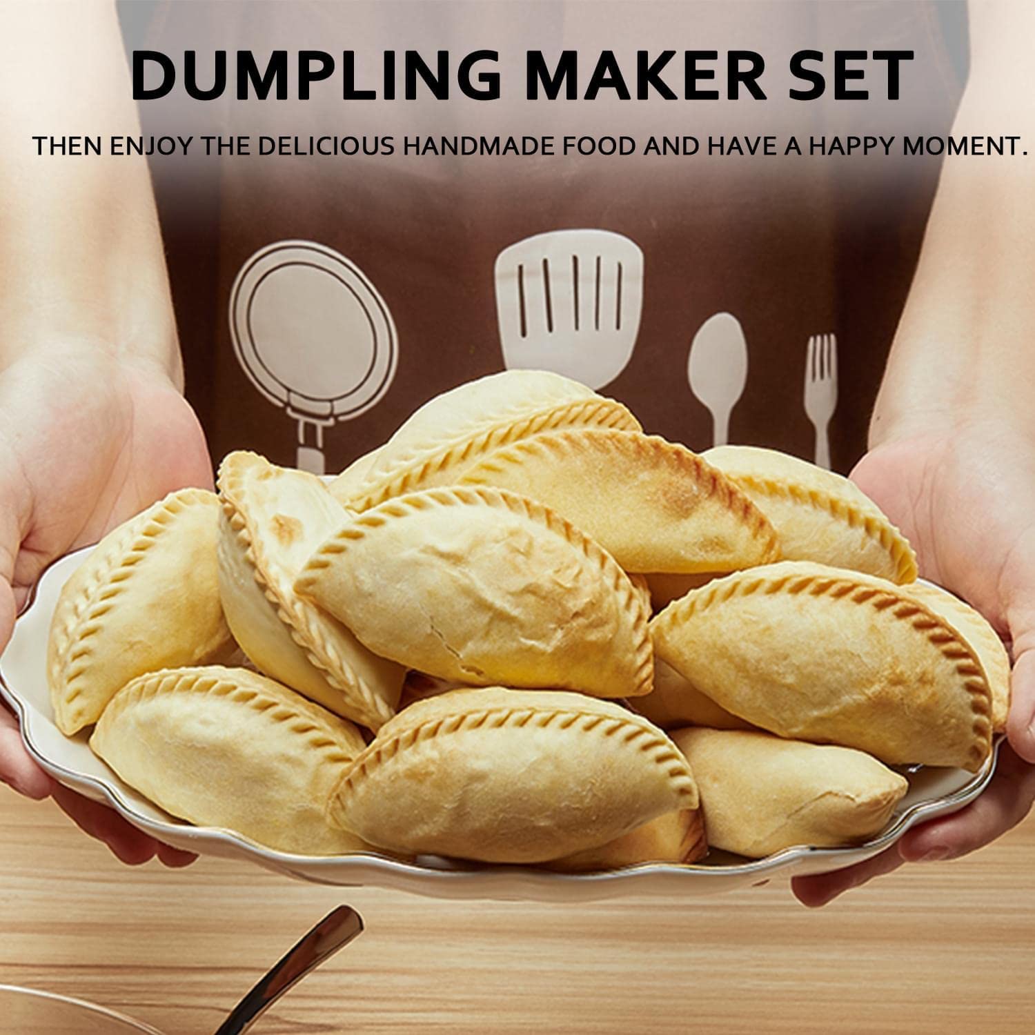 MUMSUNG 6-Inch Empanada Maker Set - Food-Safe PP Dumpling Press with Dough Cutter, 4 Sizes, White, Model DM004-W