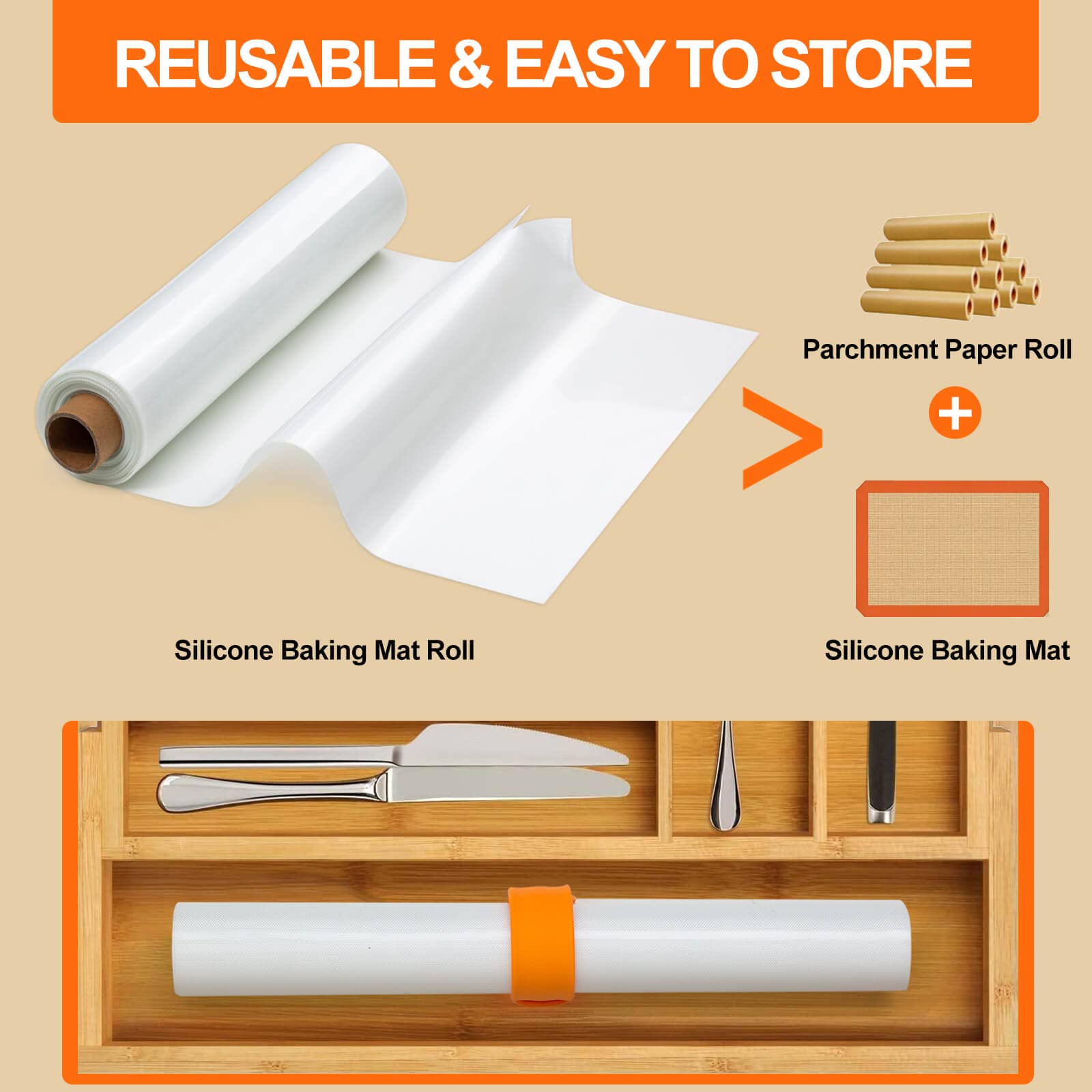 Silicone Baking Mat Roll -12In X 10Ft Non Stick Heat Resistant Food Grade Baking Mats, No Slip Reusable Freeze Dryer Mat,Pastry