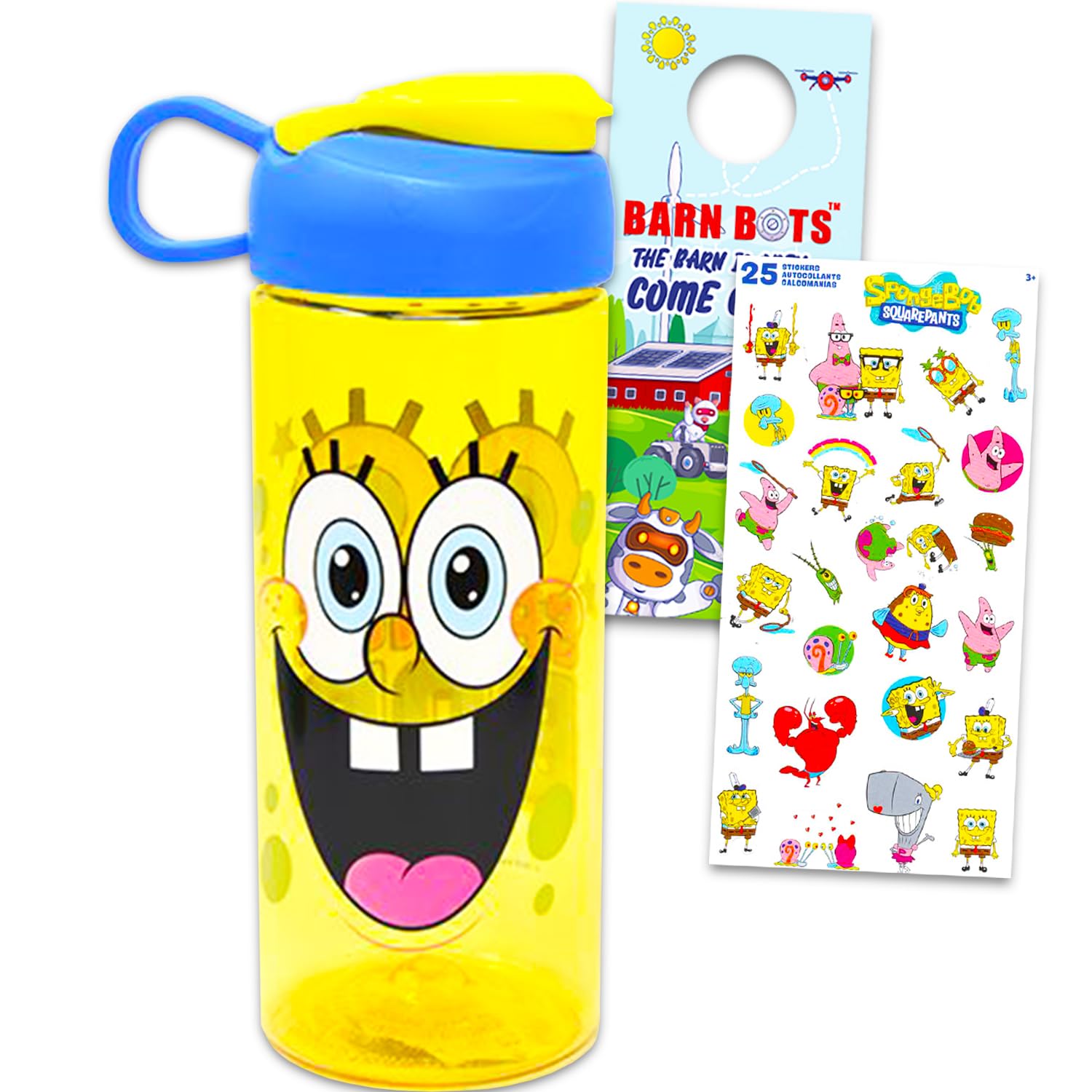 Nickelodeon SpongeBob SquarePants Water Bottle Bundle  16.5 Oz Reusable Plastic SpongeBob Water Bottle for Kids, Boys, Girls  
