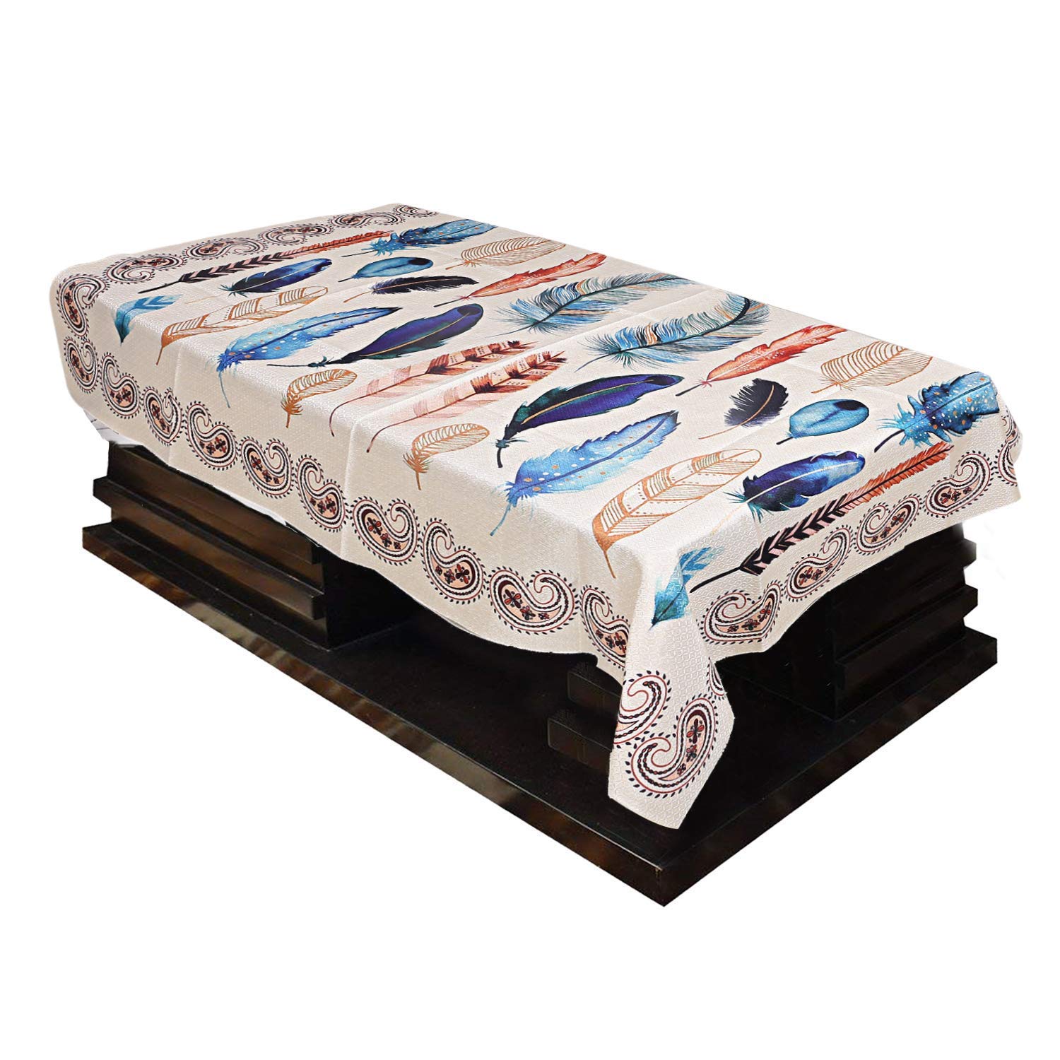 Kuber Industries Floral Design Cotton 4 Seater Center Table Cover (Cream), Ctktc13906