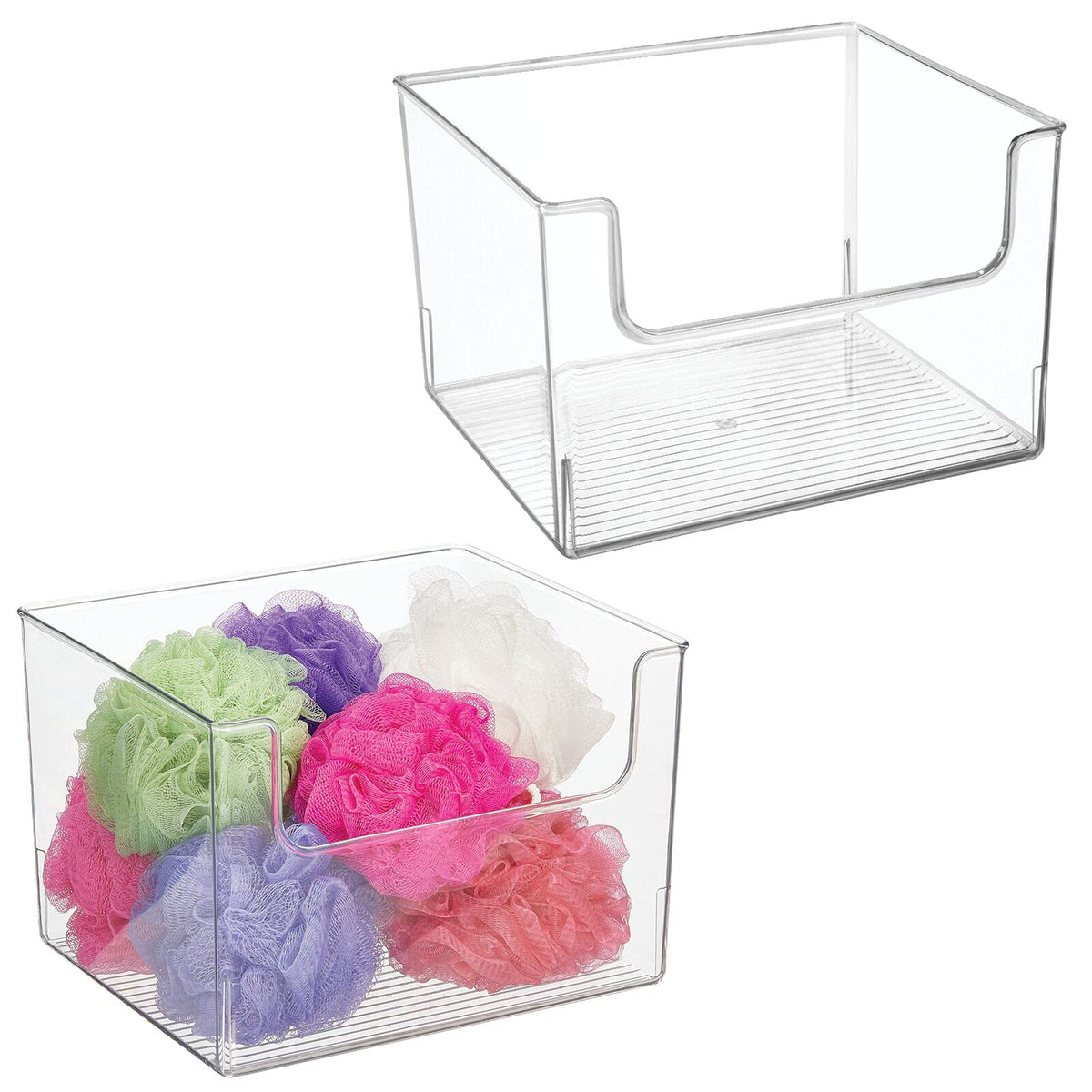 Mdesign Modern Plastic Open Front Dip Storage Organizer Bin Basket For Bathroom Organization - Vanity Shelf, Cubby, Cabinet, And