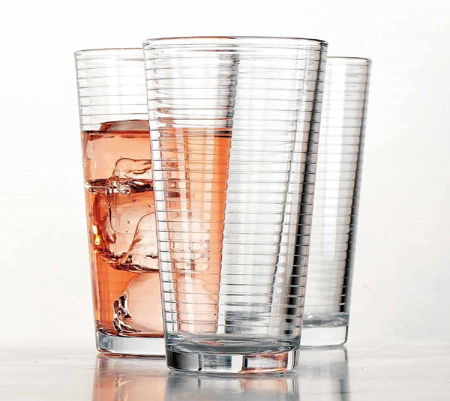 Glaver'S Drinking Glasses Set Of 10 Highball Glass Cups, Premium Quality 17 Oz. Coolers, Ribbed Glassware. Ideal For Water, Juic