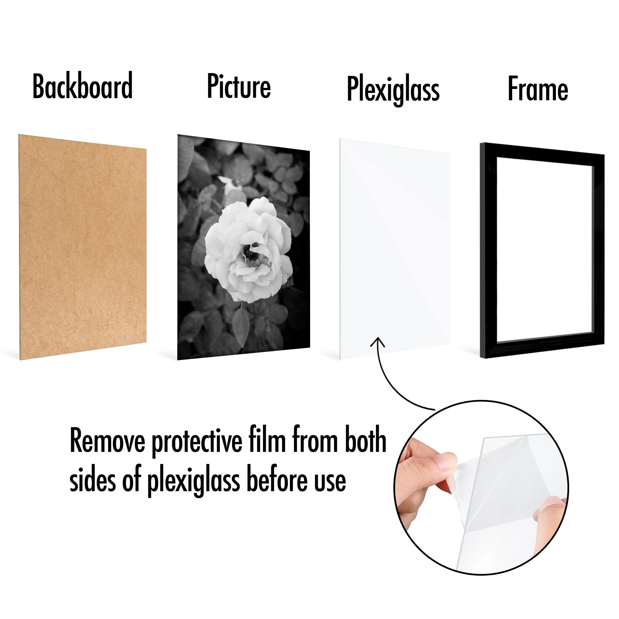 Americanflat 6x8 Picture Frame with Polished Plexiglass - Set of 5 - Galleria Collection - Picture Frames for Tabletop and Wall