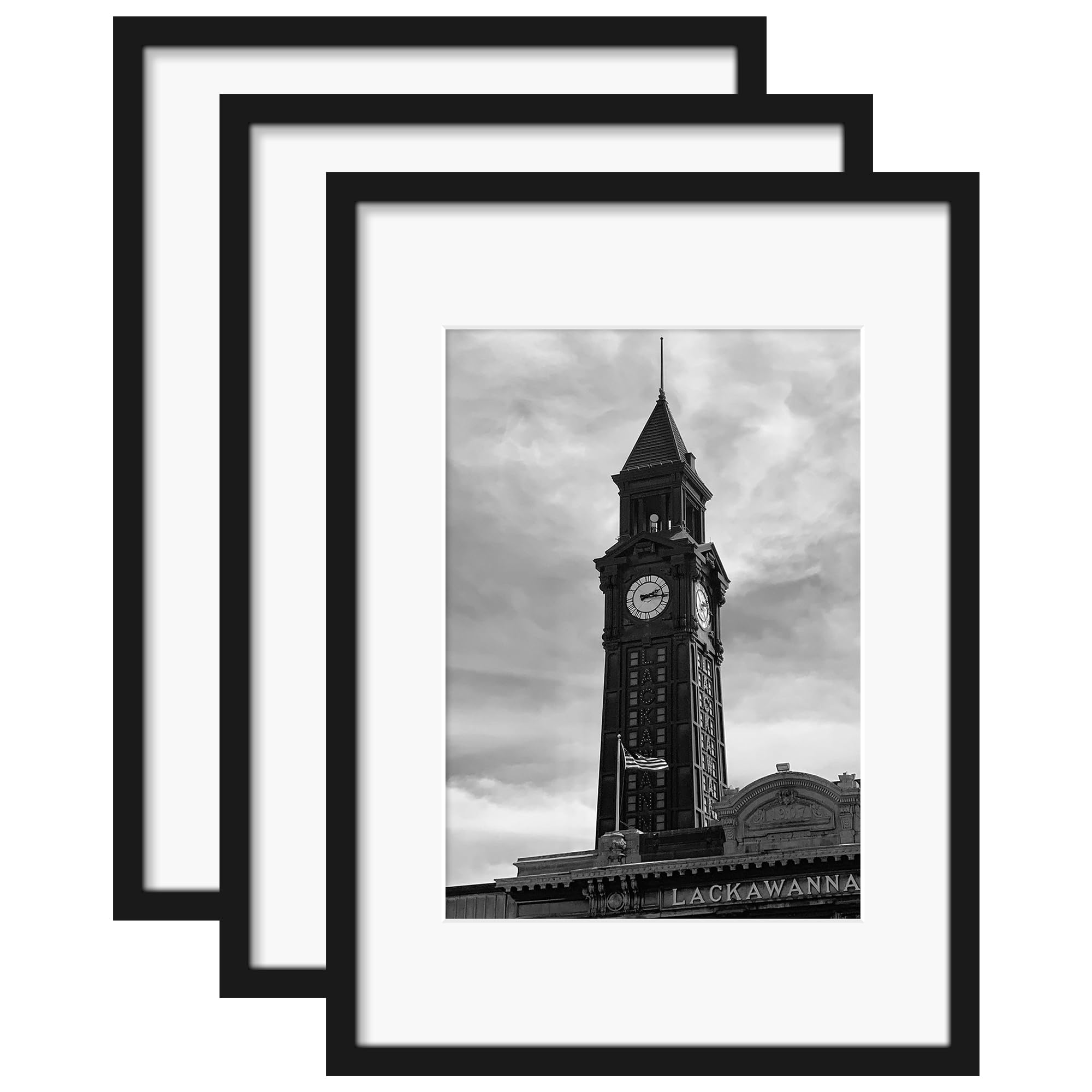 Wiscet A2 Picture Frame Set of 3, Display Pictures 11.7x16.5 with Mat or 16.5x23.4 Poster Frame Without Mat, Wall Gallery Photo 
