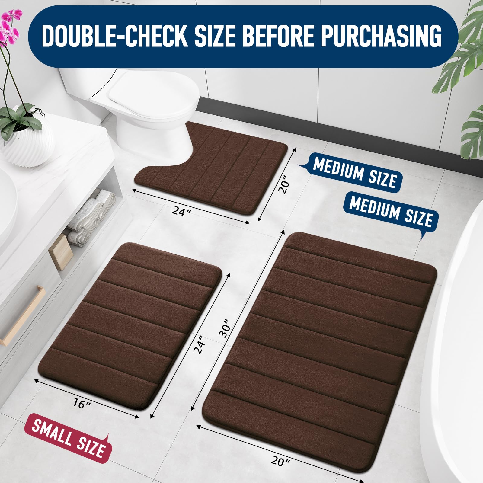 Colorxy Memory Foam Bath Mat 59X24, Ultra Soft And Absorbent Bathroom Rugs, Non-Slip, Machine Wash Dry, Thick Bath Rug Carpet Fo