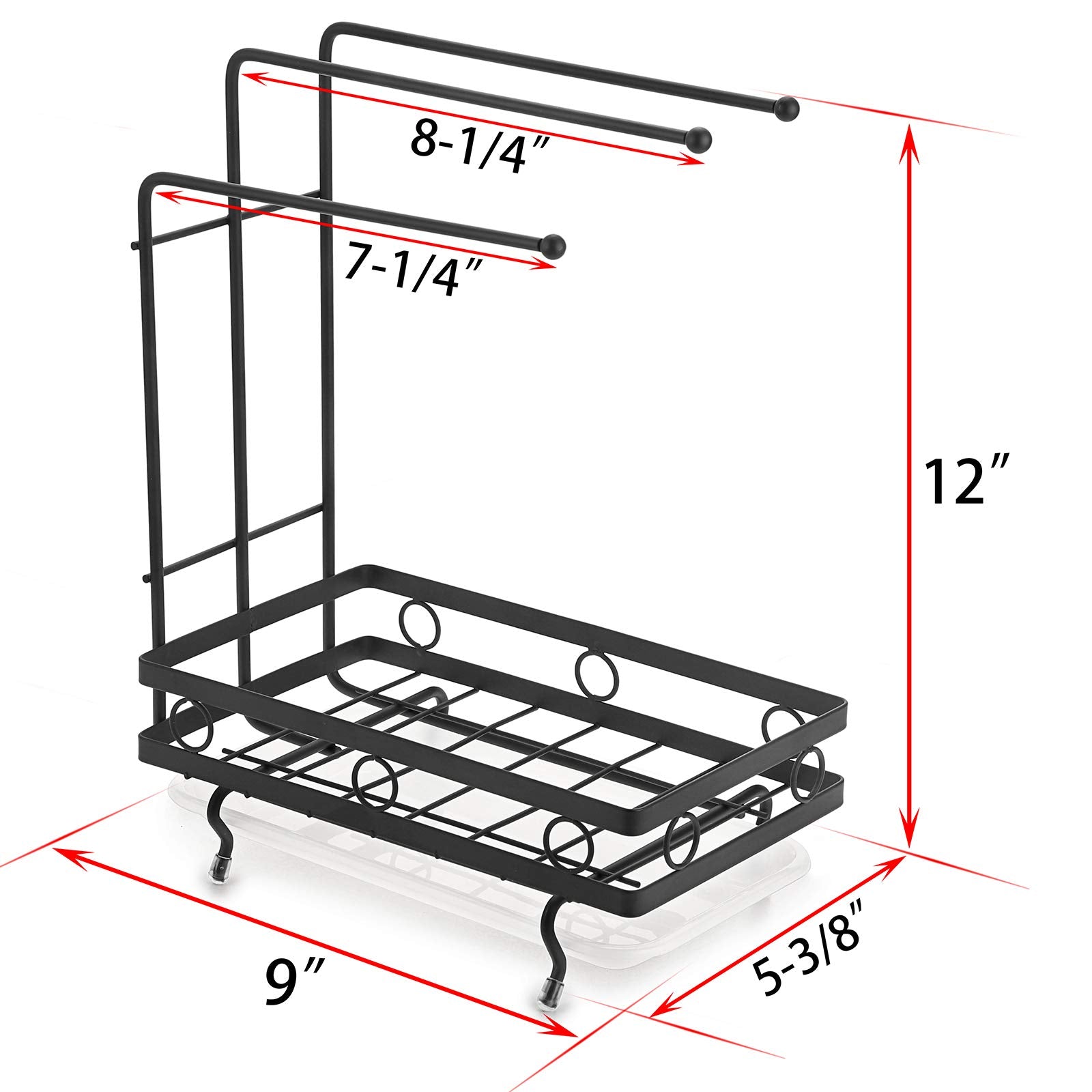 Juxyes Kitchen Sink Caddy Sponge Holder With Dishcloth Drying Rack, Kitchen Rag Stand Sponge Brush Soap Dish Dishcloth Rack Sink