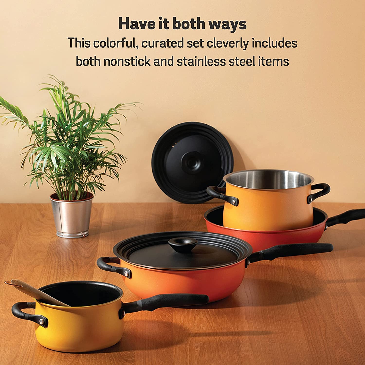 Meyer 6 Piece Essential Cookware Set, Hard Anodized Non-Stick, 2 Quarts, Red, Induction & Dishwasher Safe, Model 10567