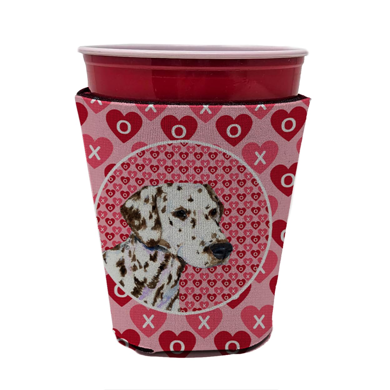 Caroline'S Treasures Ss4469Rsc Dalmatian Hearts Love And Valentine'S Day Red Cup Hugger Cup Cooler Sleeve Hugger Machine Washabl